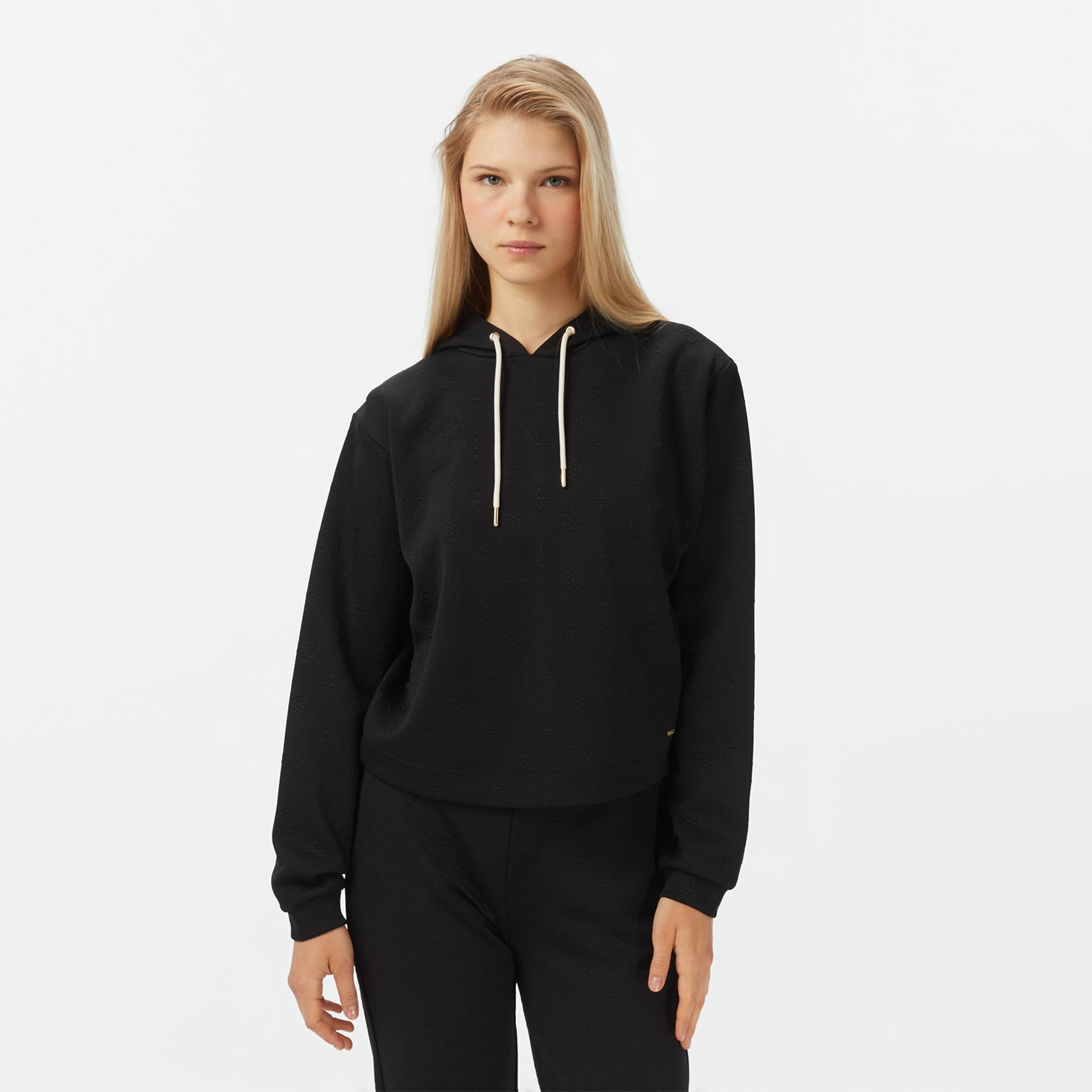 Guess Peony Kadın Siyah Hoodie