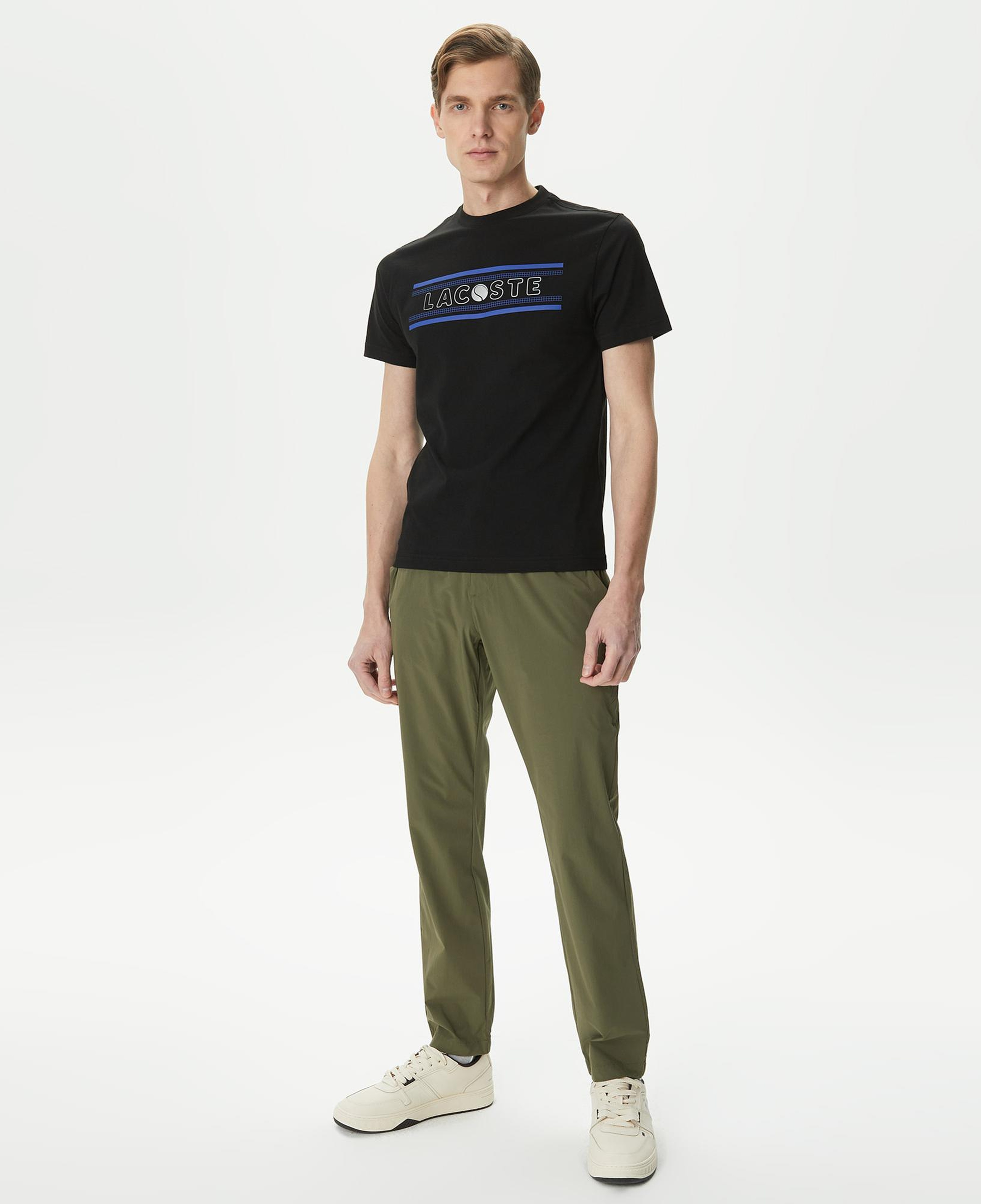 Lacoste Erkek Regular Fit Bisiklet Yaka Baskılı Siyah T-Shirt
