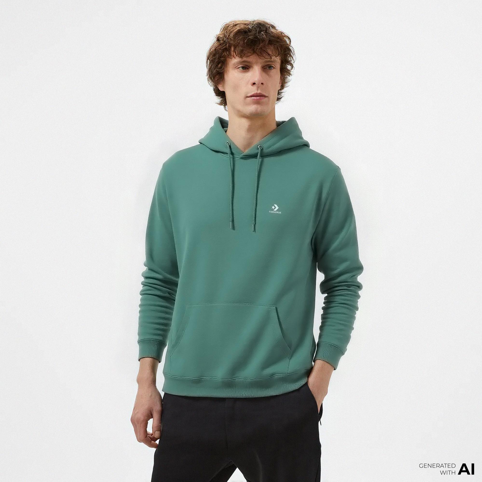 Converse Go-To Unisex Kapüşonlu Yeşil Hoodie