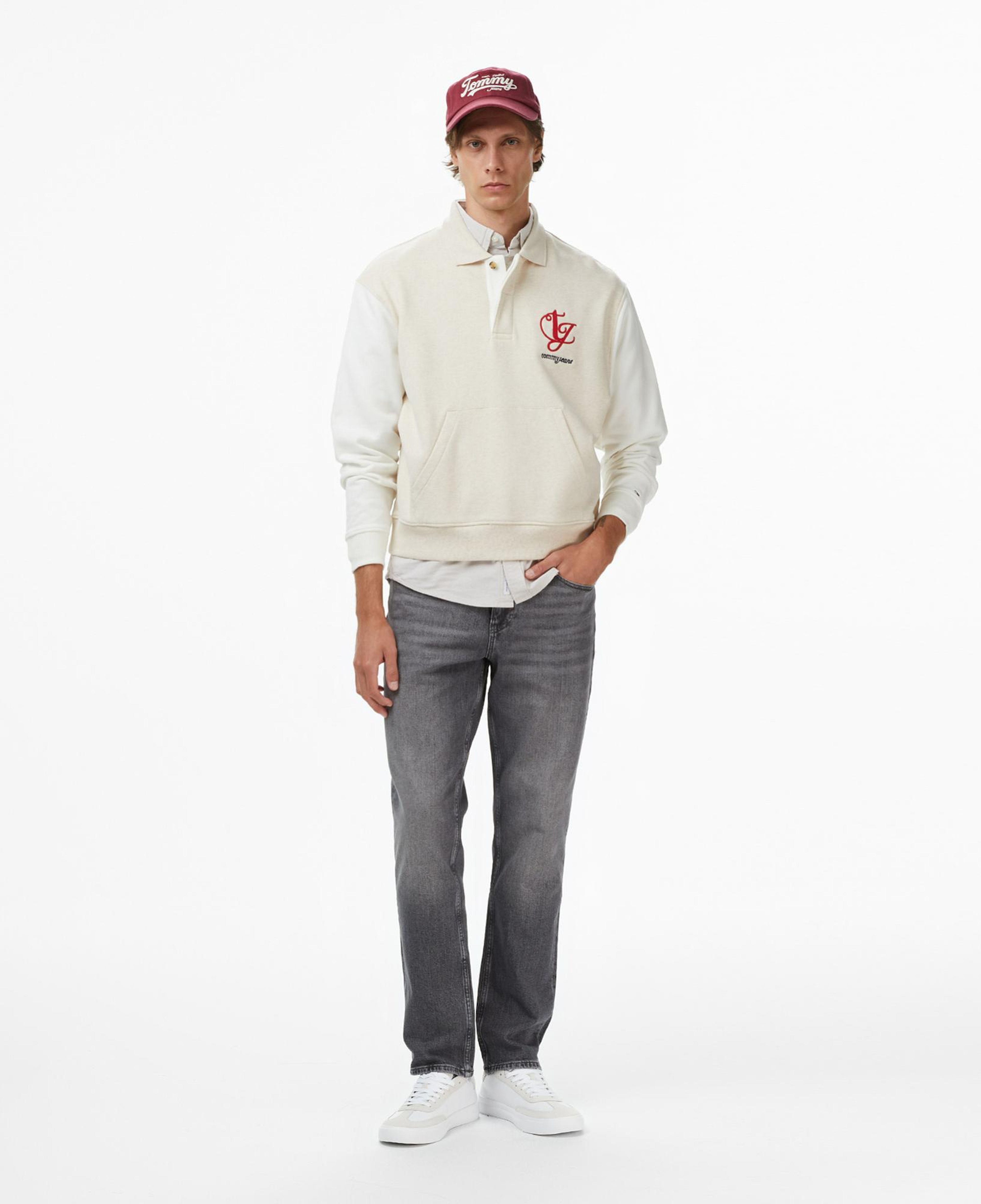 Tommy Jeans Relax Colorblock Mono Erkek Bej Sweatshirt