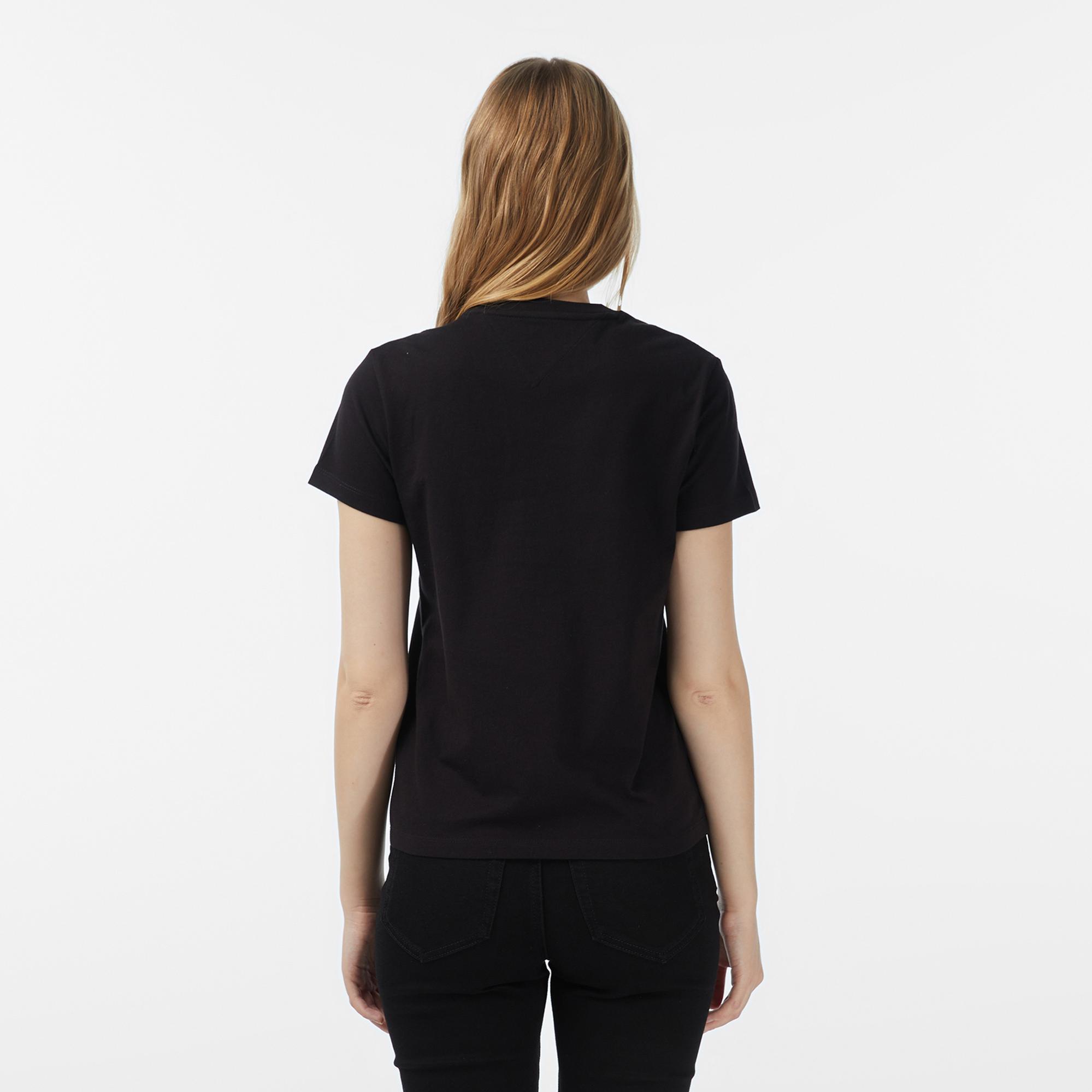 Tommy Jeans Regular Party Flag Kadın Siyah T-Shirt