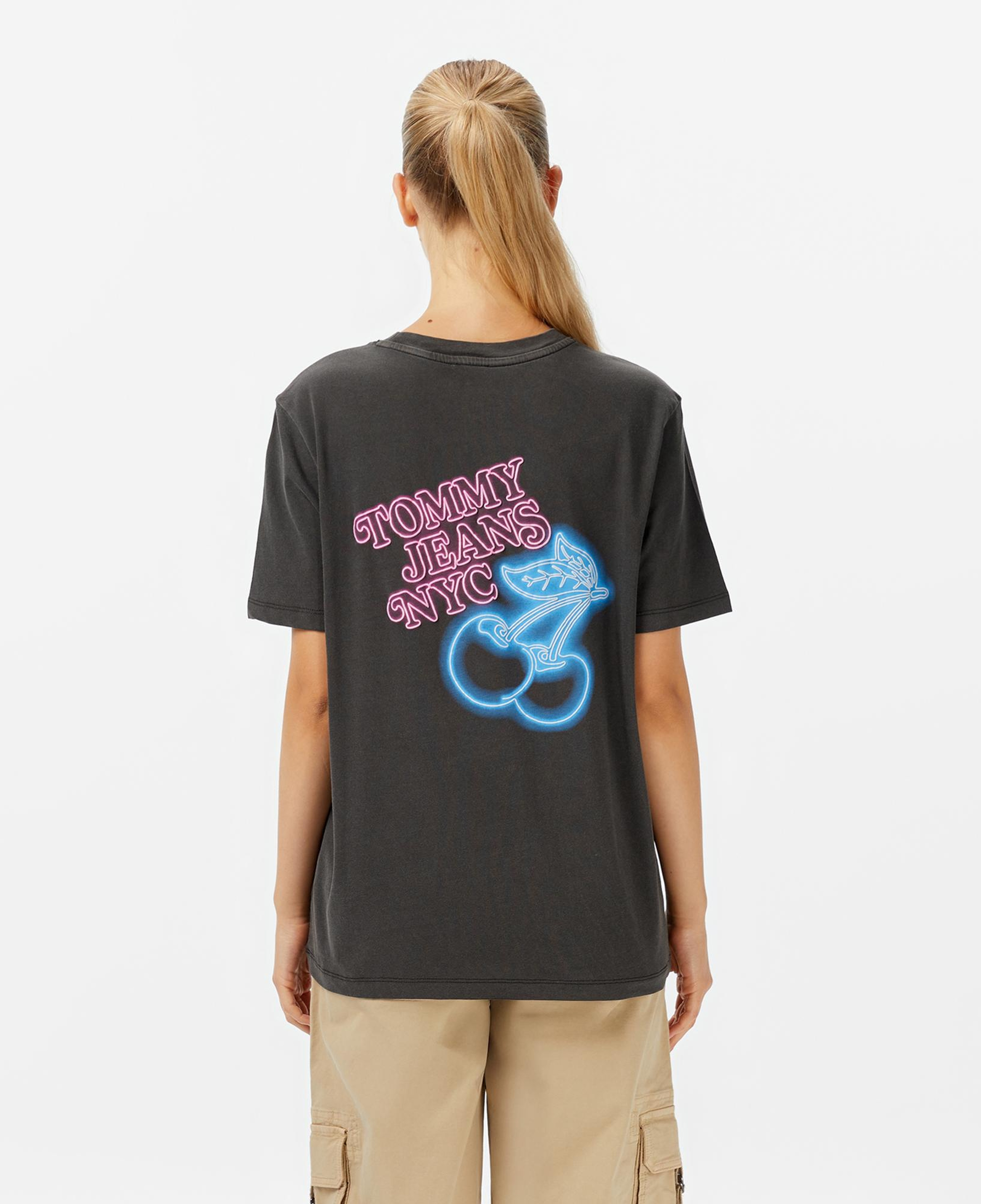 Tommy Jeans Relax Neon Kadın Gri T-Shirt