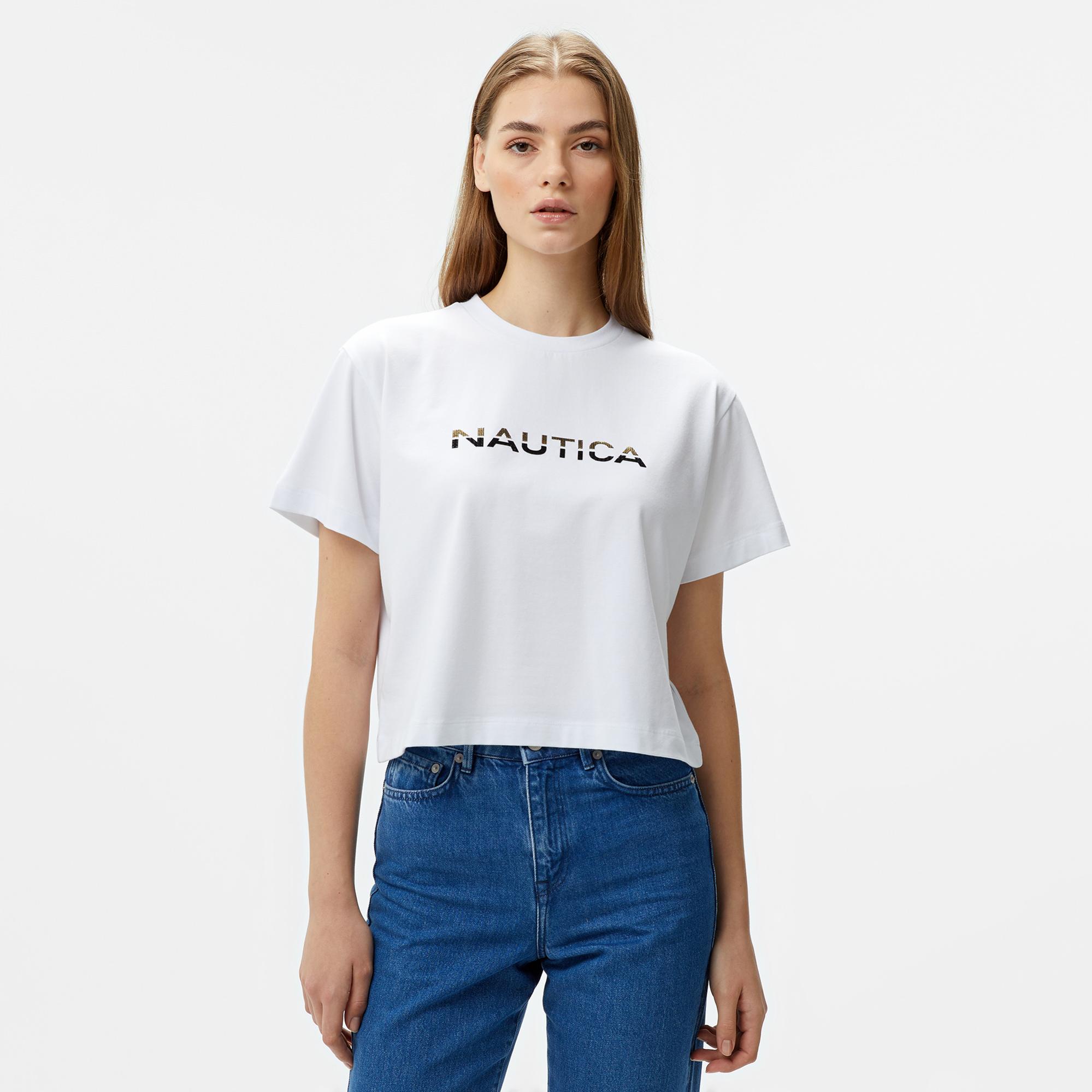 Nautica Kadın Beyaz Kısa Kollu T-Shirt