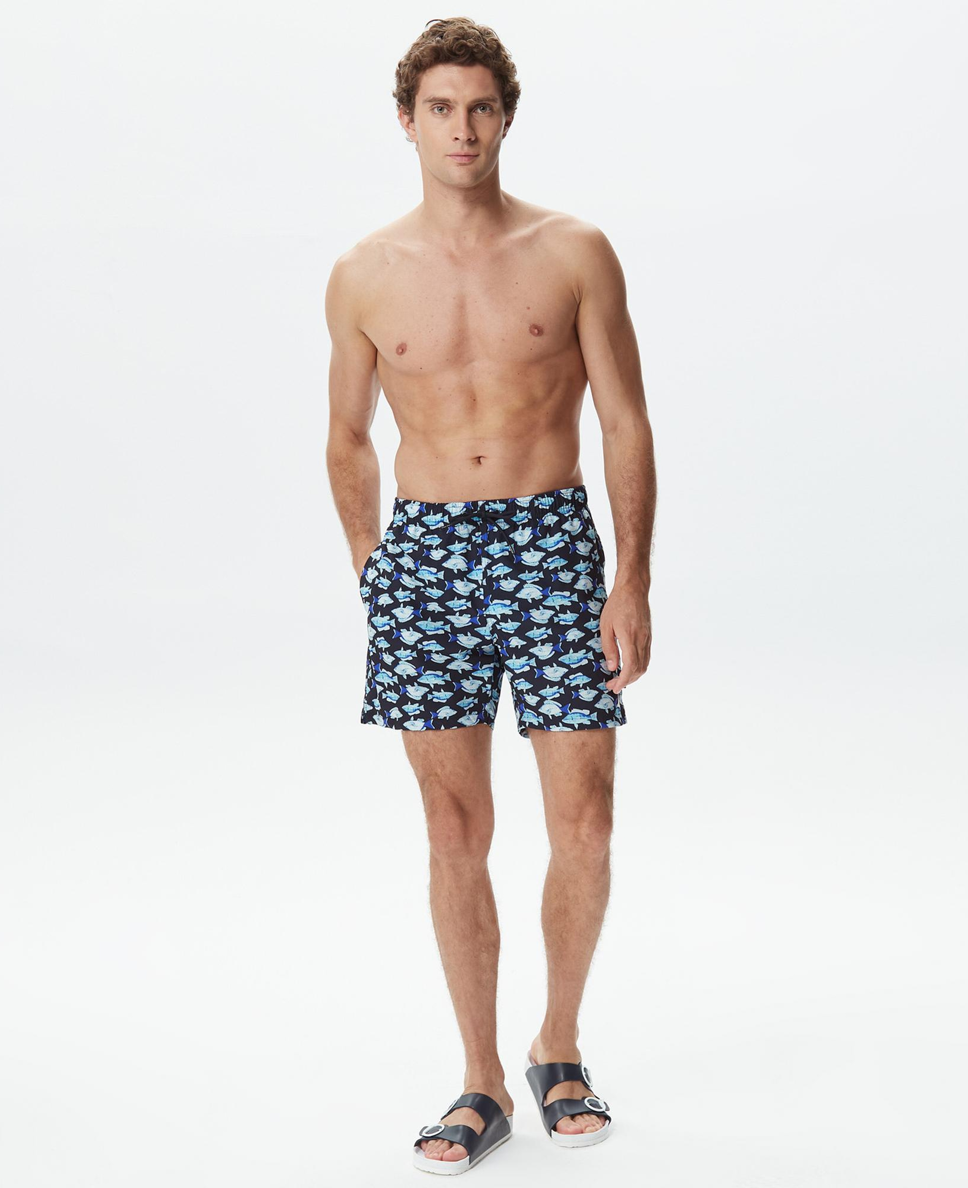 Nautica Erkek Lacivert Baskılı Deniz Şortu