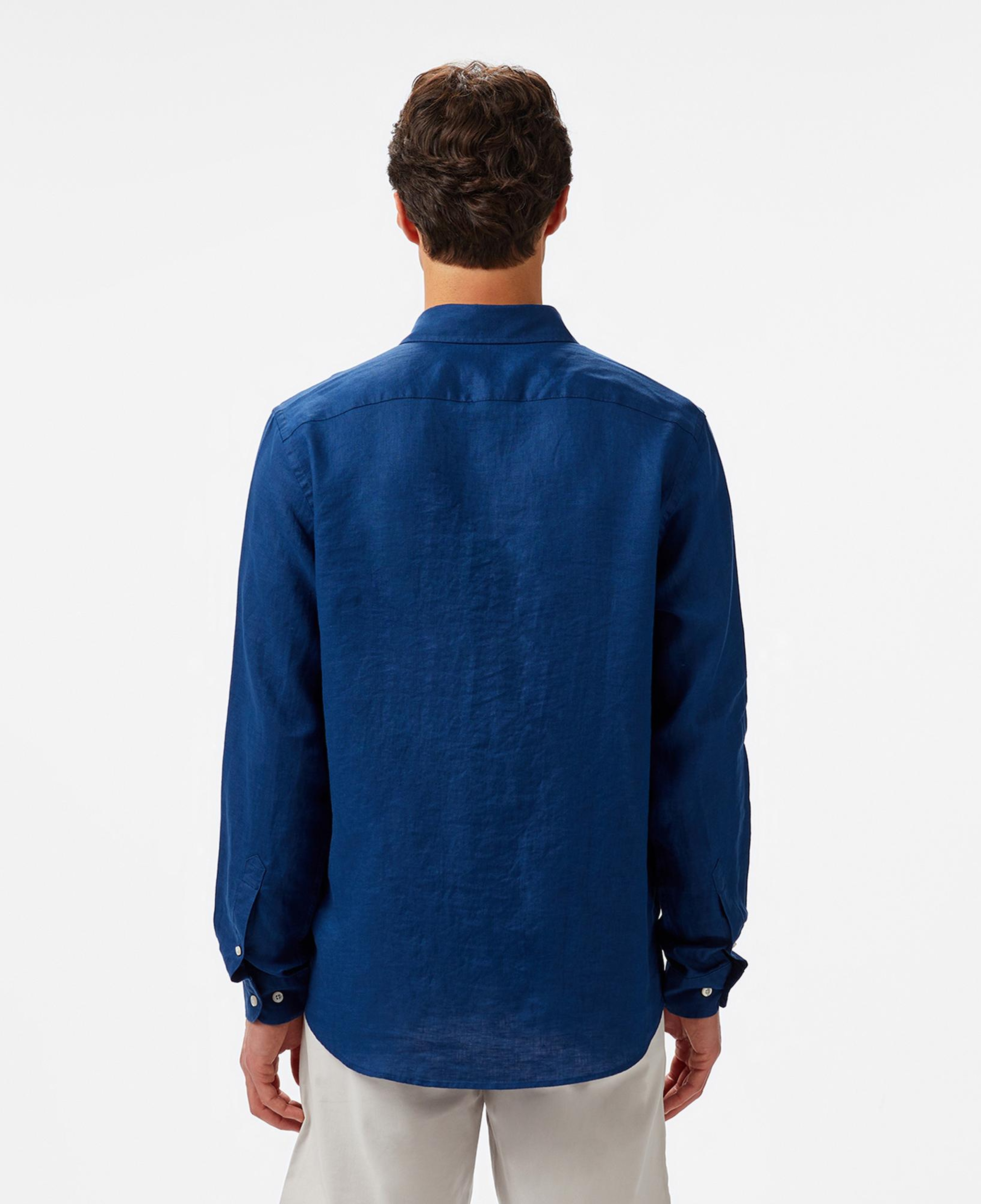 Nautica Erkek Mavi Classic Fit Keten Gömlek