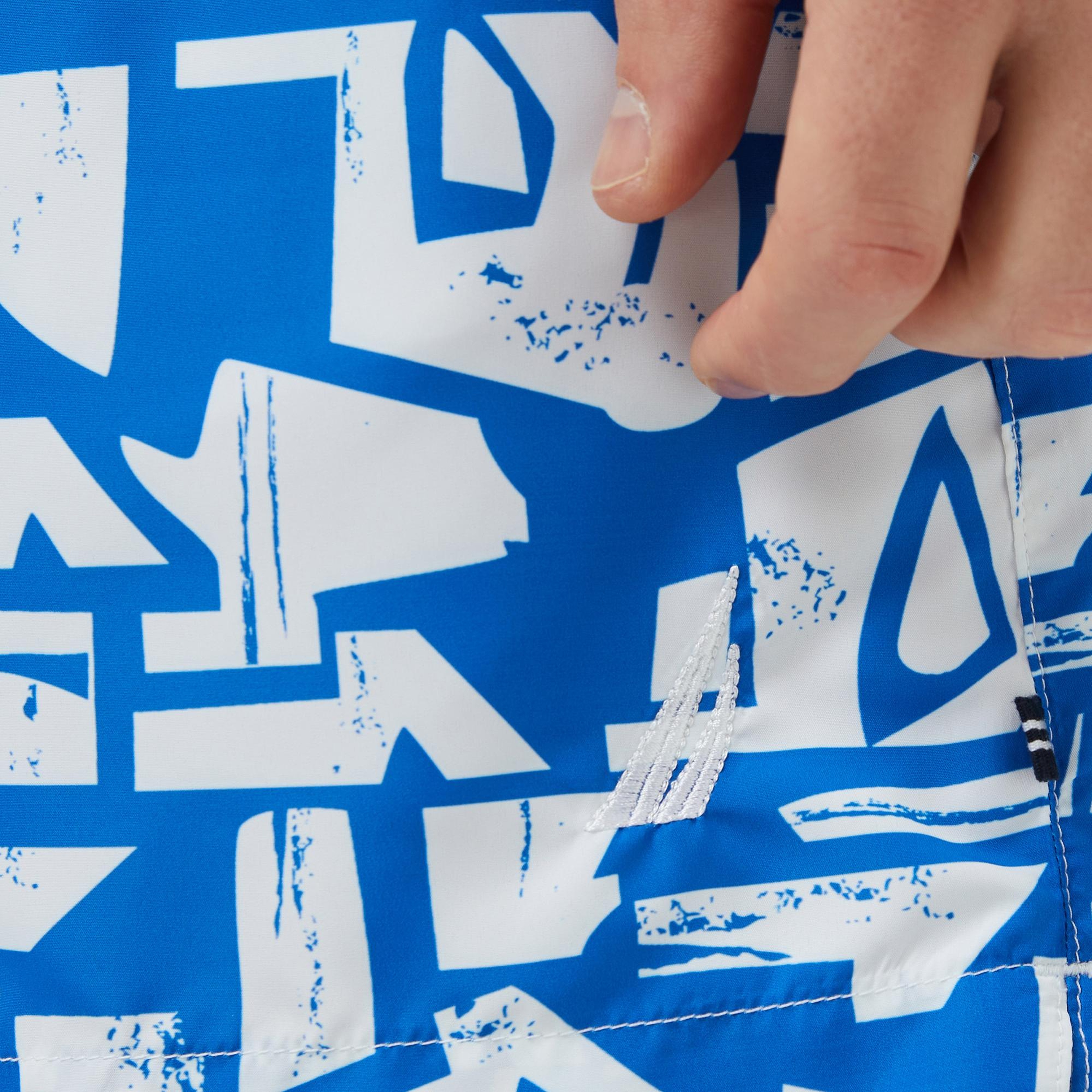 Nautica Erkek Mavi Regular Fit Desenli Deniz Şortu