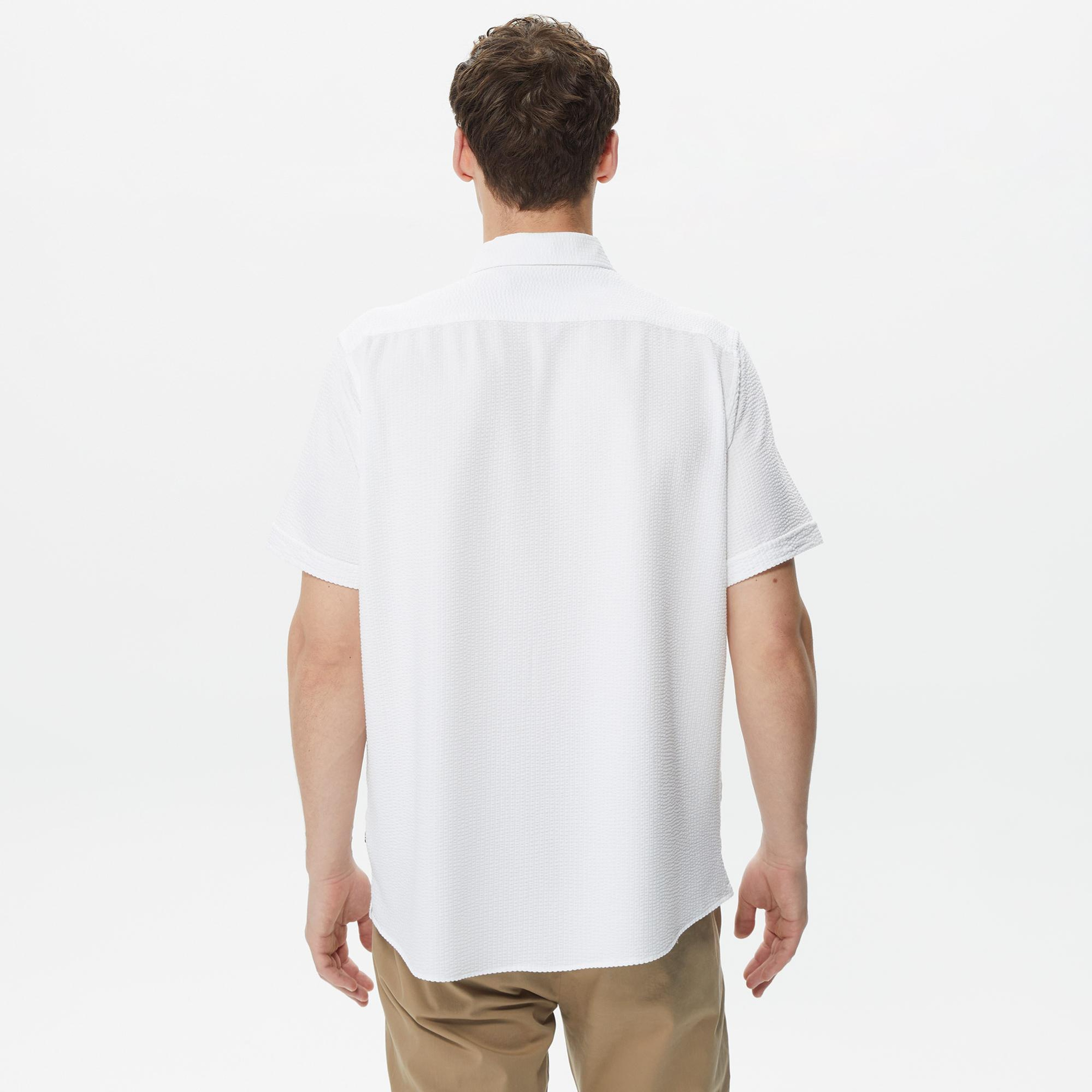 Nautica Erkek Beyaz Classic Fit Kısa Kollu Gömlek