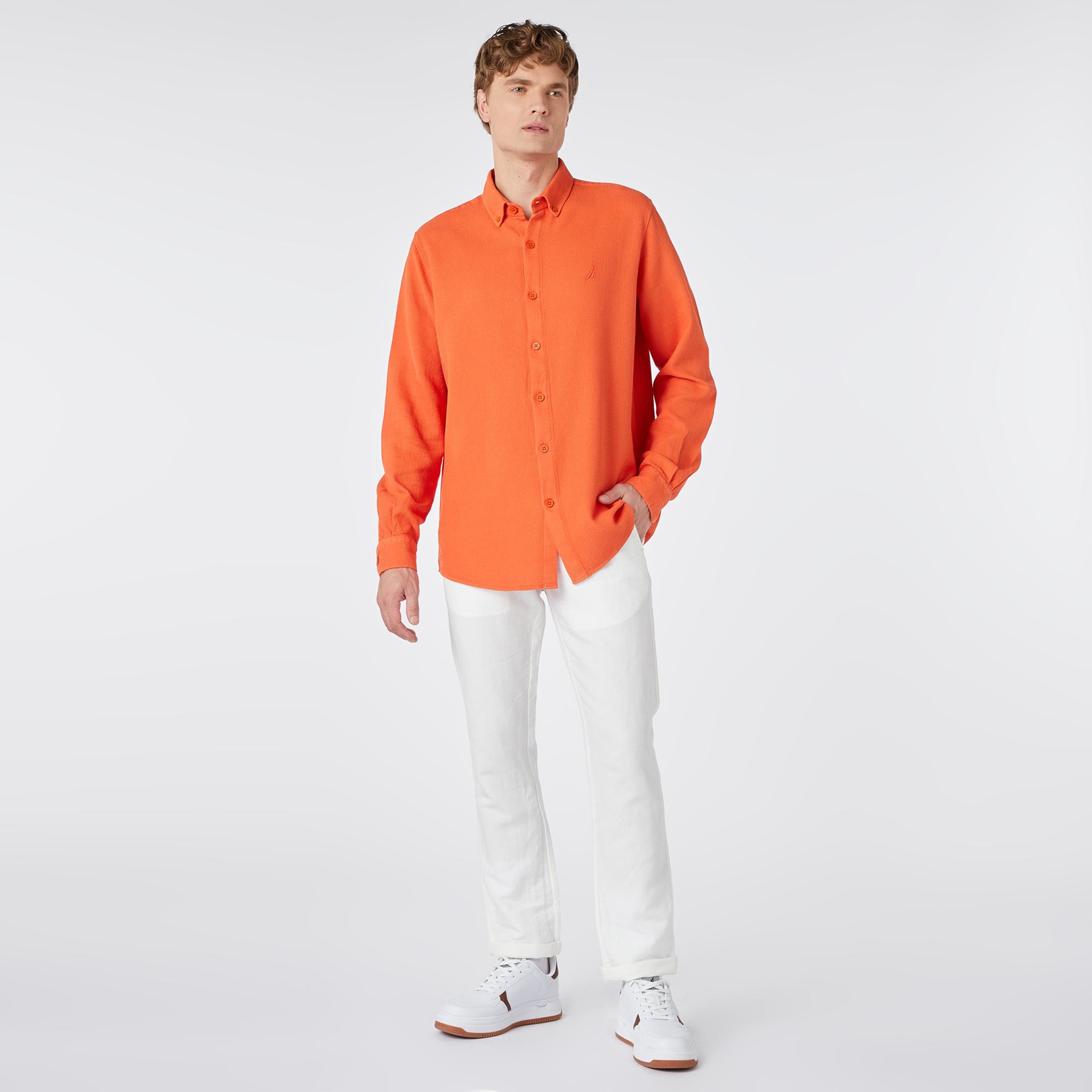 Nautica Erkek Turuncu Classic Fit Gömlek