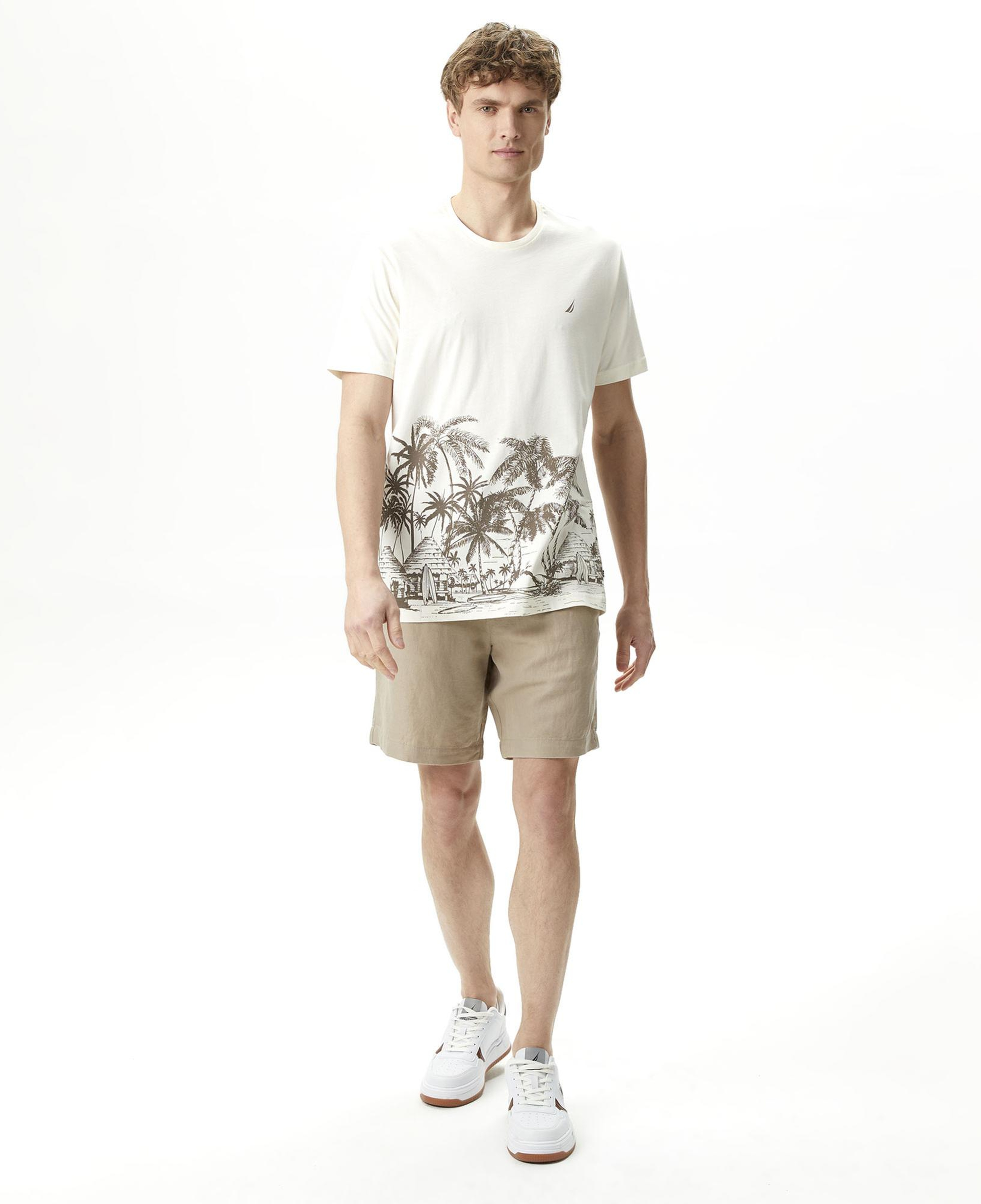 Nautica Erkek Kırık Beyaz Standart Fit T-Shirt