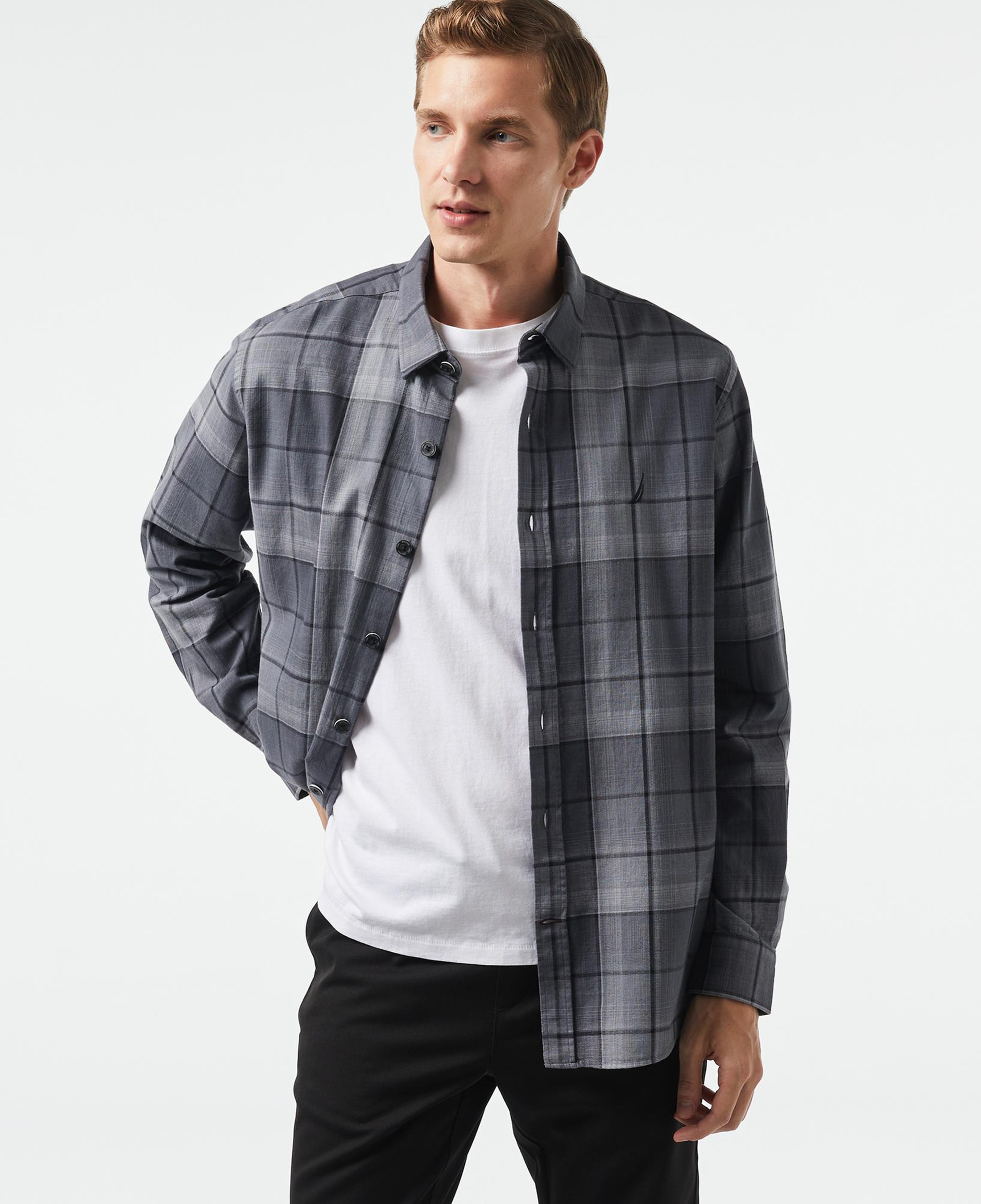 Nautica Erkek Gri Classic Fit Gömlek