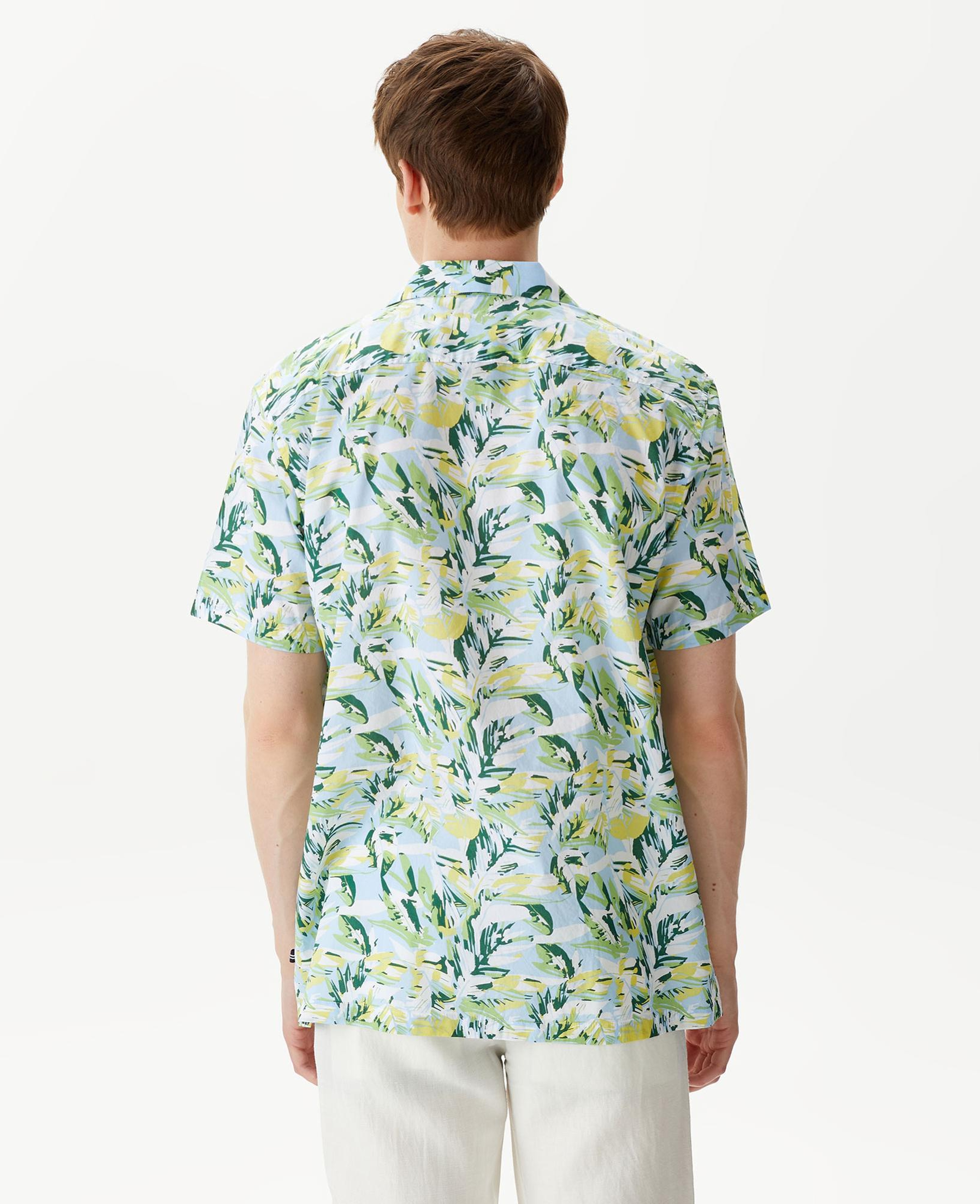 Nautica Erkek Mavi Classic Fit Kısa Kollu Desenli Gömlek