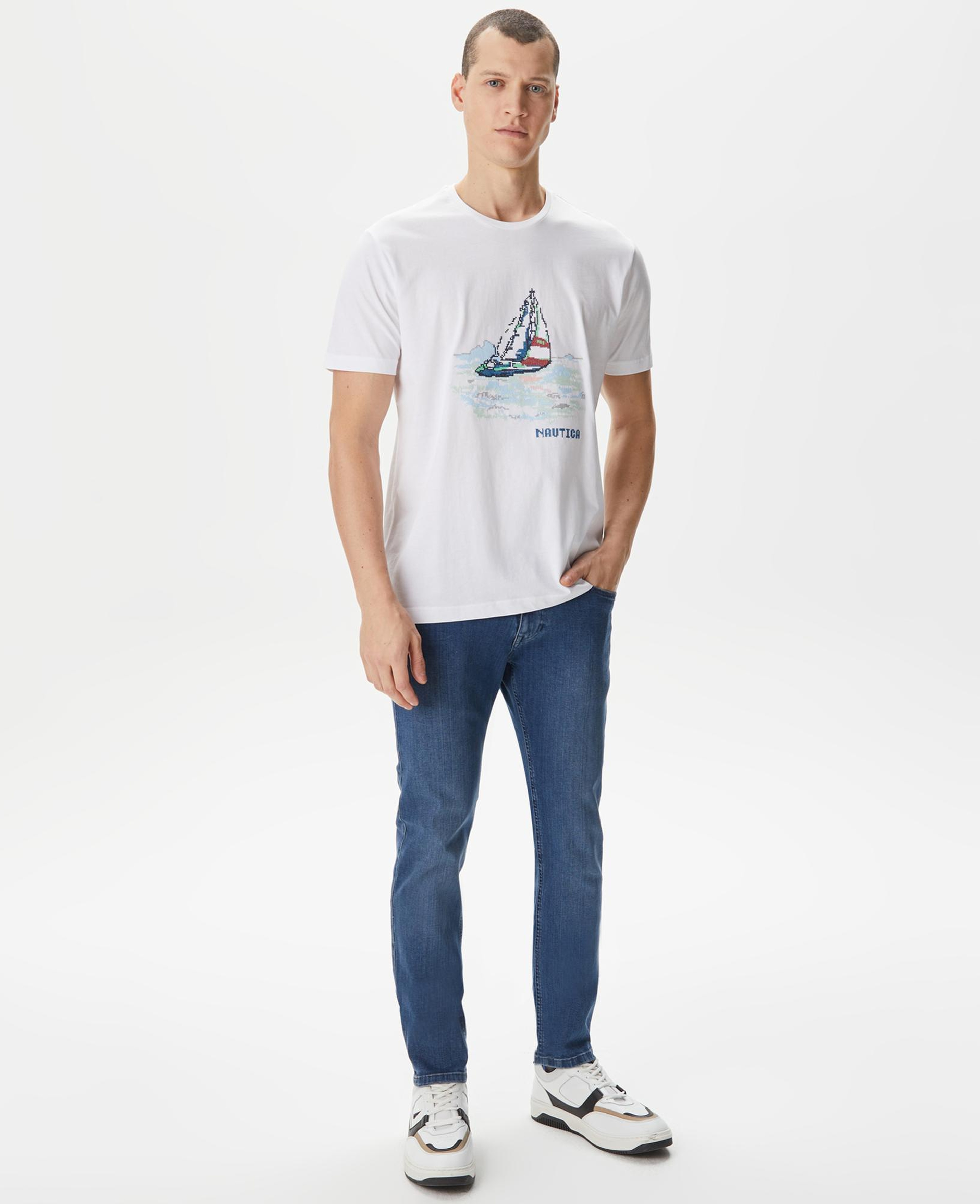 Nautica Erkek Beyaz Standart Fit T-Shirt