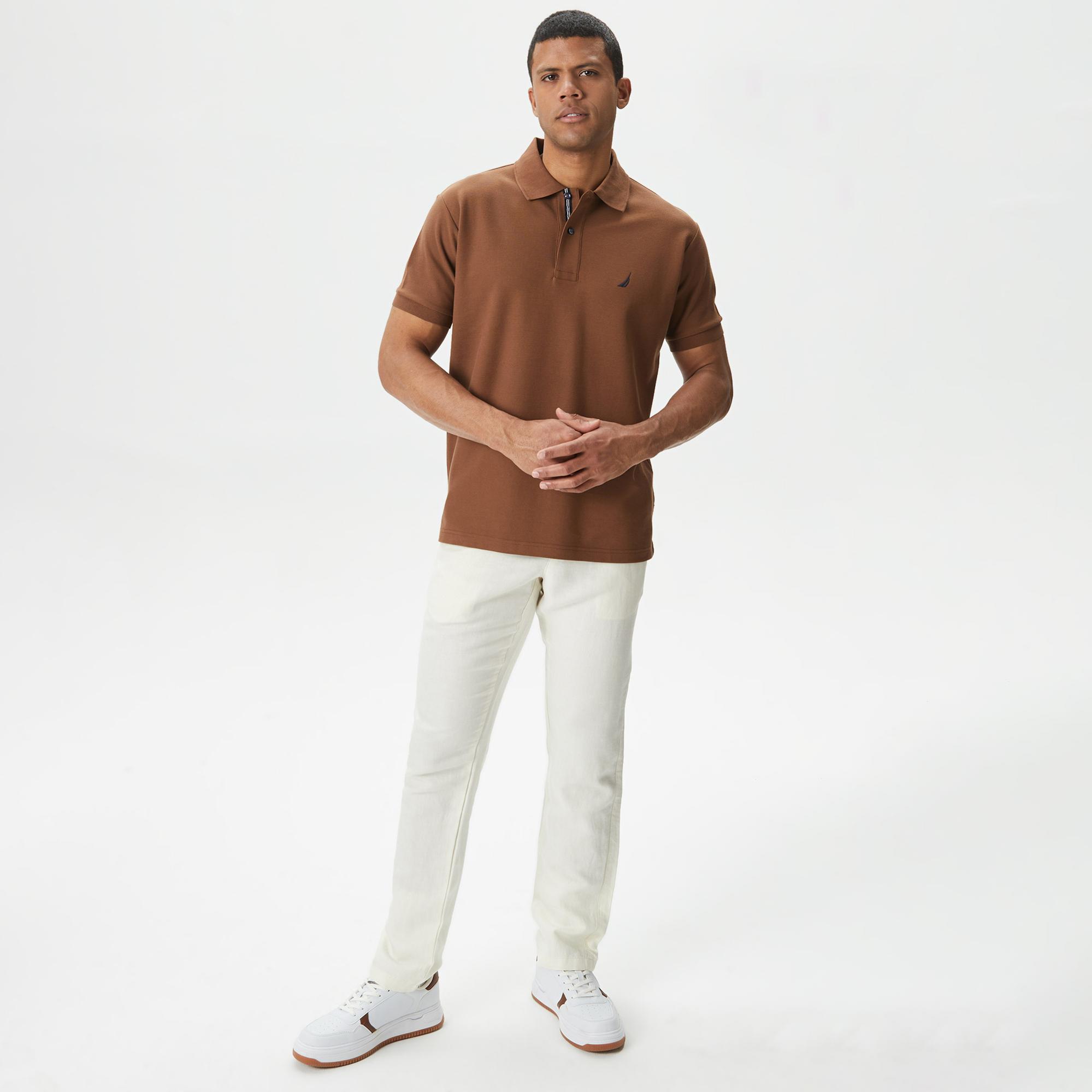 Nautica Erkek Kahverengi Classic Fit Kısa Kollu Polo Yaka T-Shirt