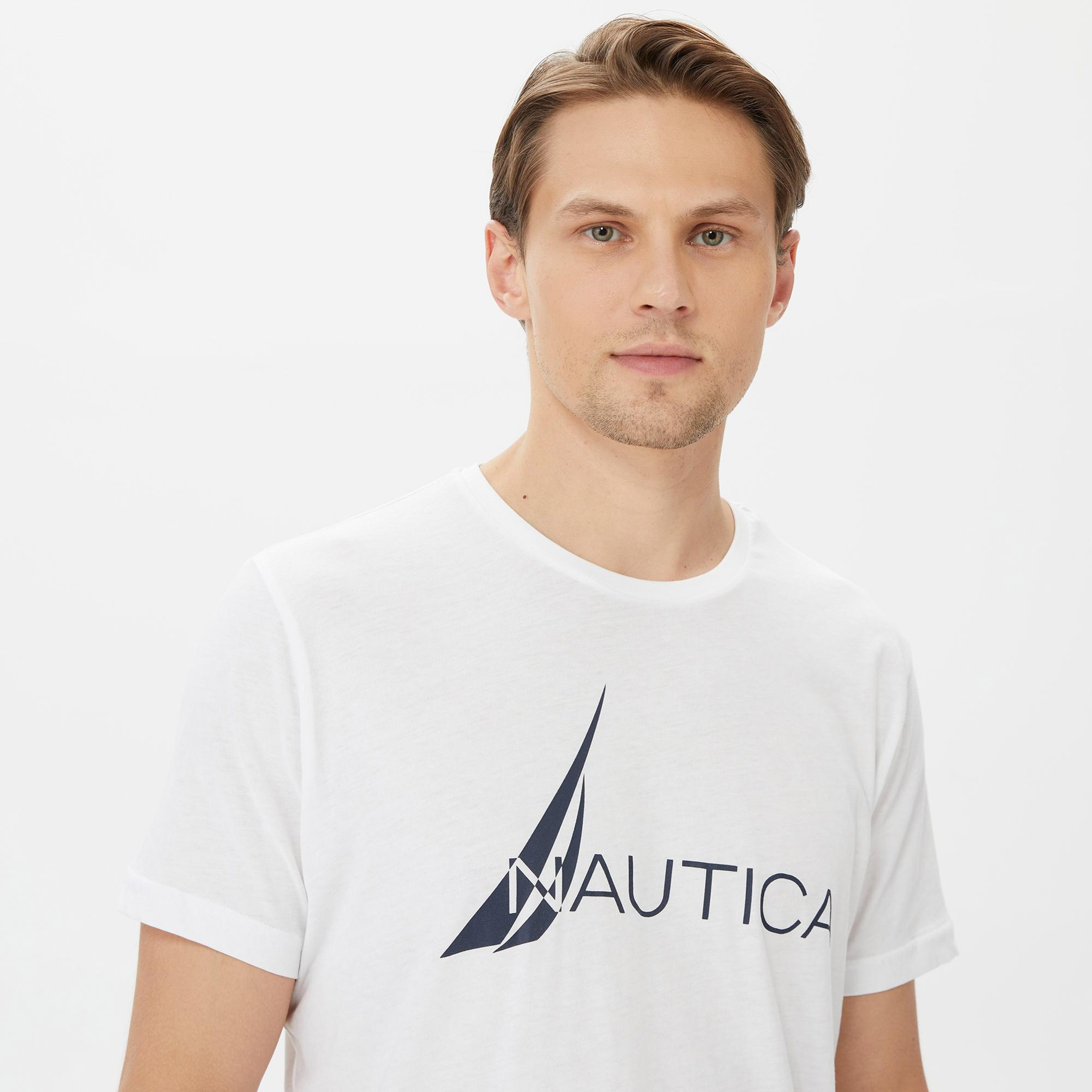Nautica Erkek Beyaz Standart Fit T-Shirt