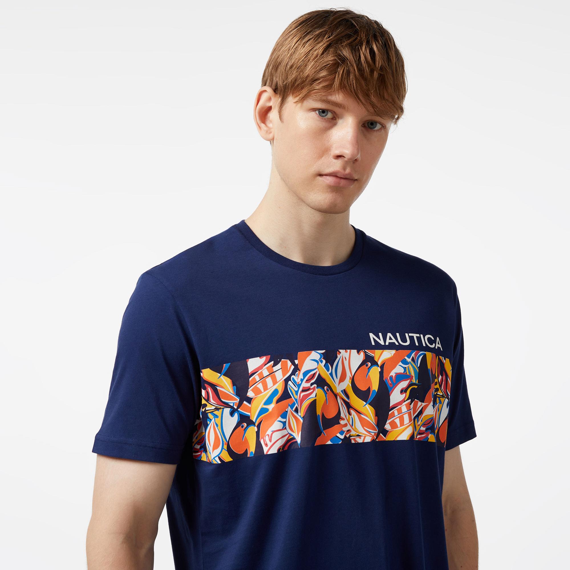 Nautica Erkek Mavi Standart Fit T-Shirt