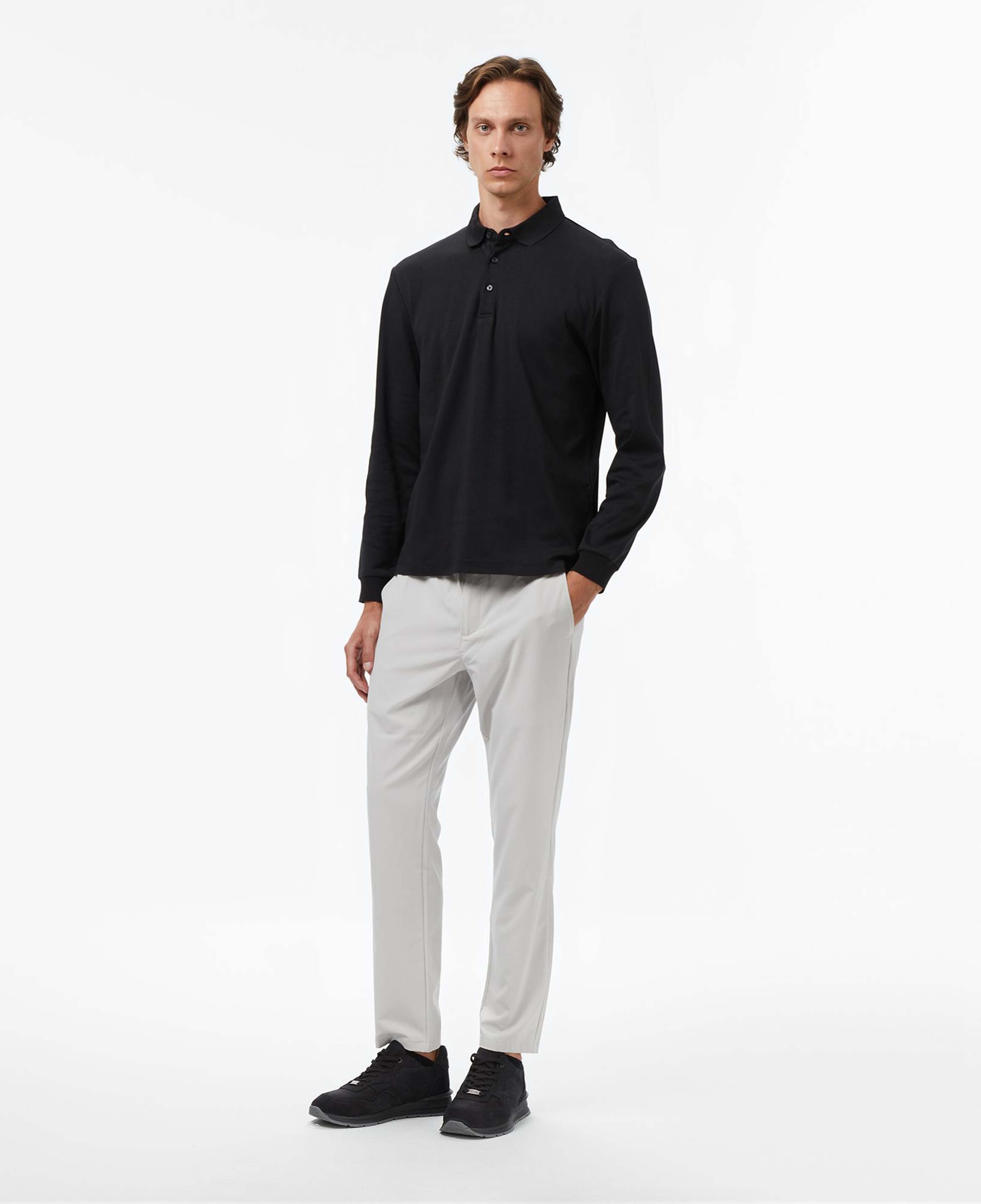 Nautica Erkek Siyah Classic Fit Uzun Kollu Polo Yaka T-Shirt