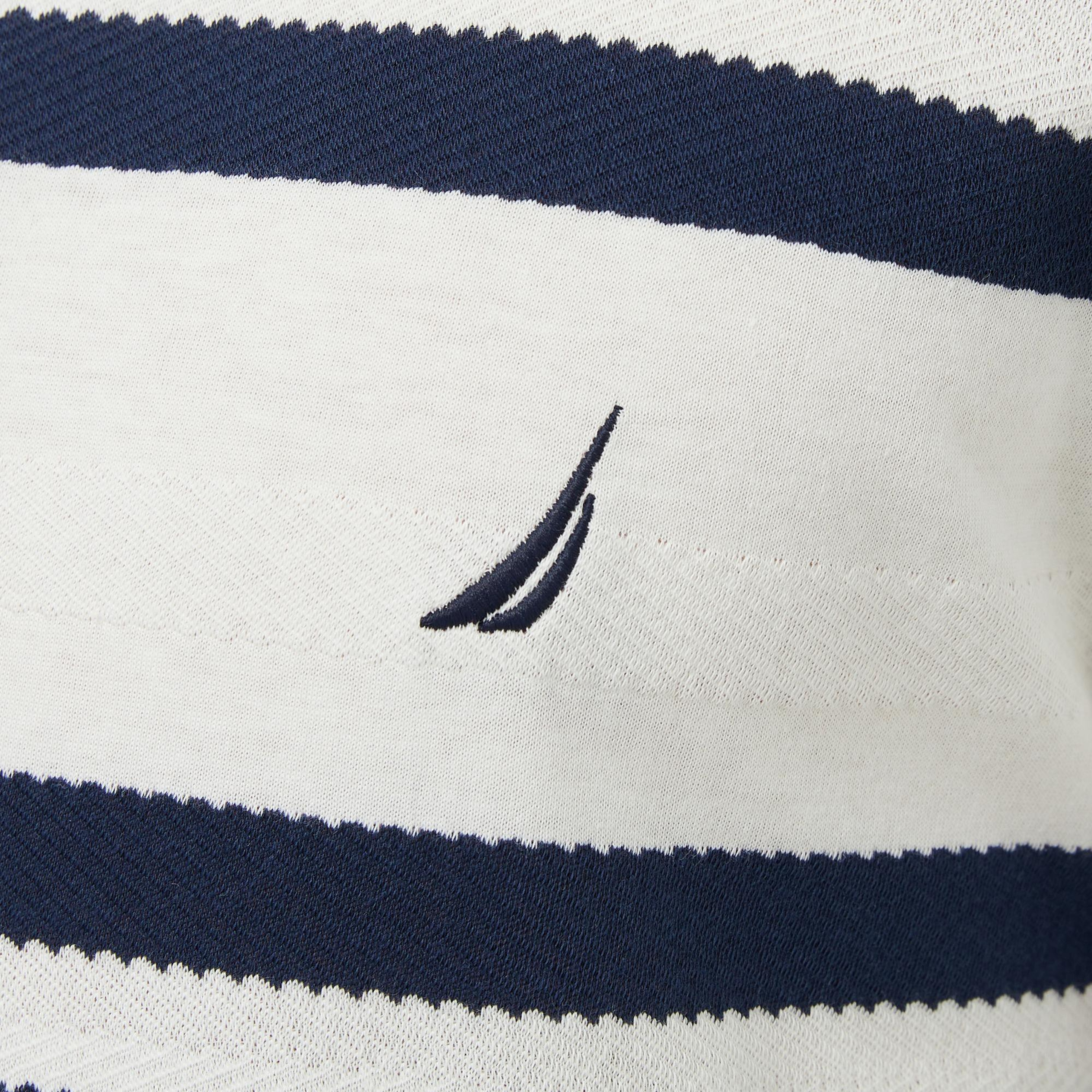 Nautica Erkek Krem Rengi Regular Fit Çizgili T-Shirt