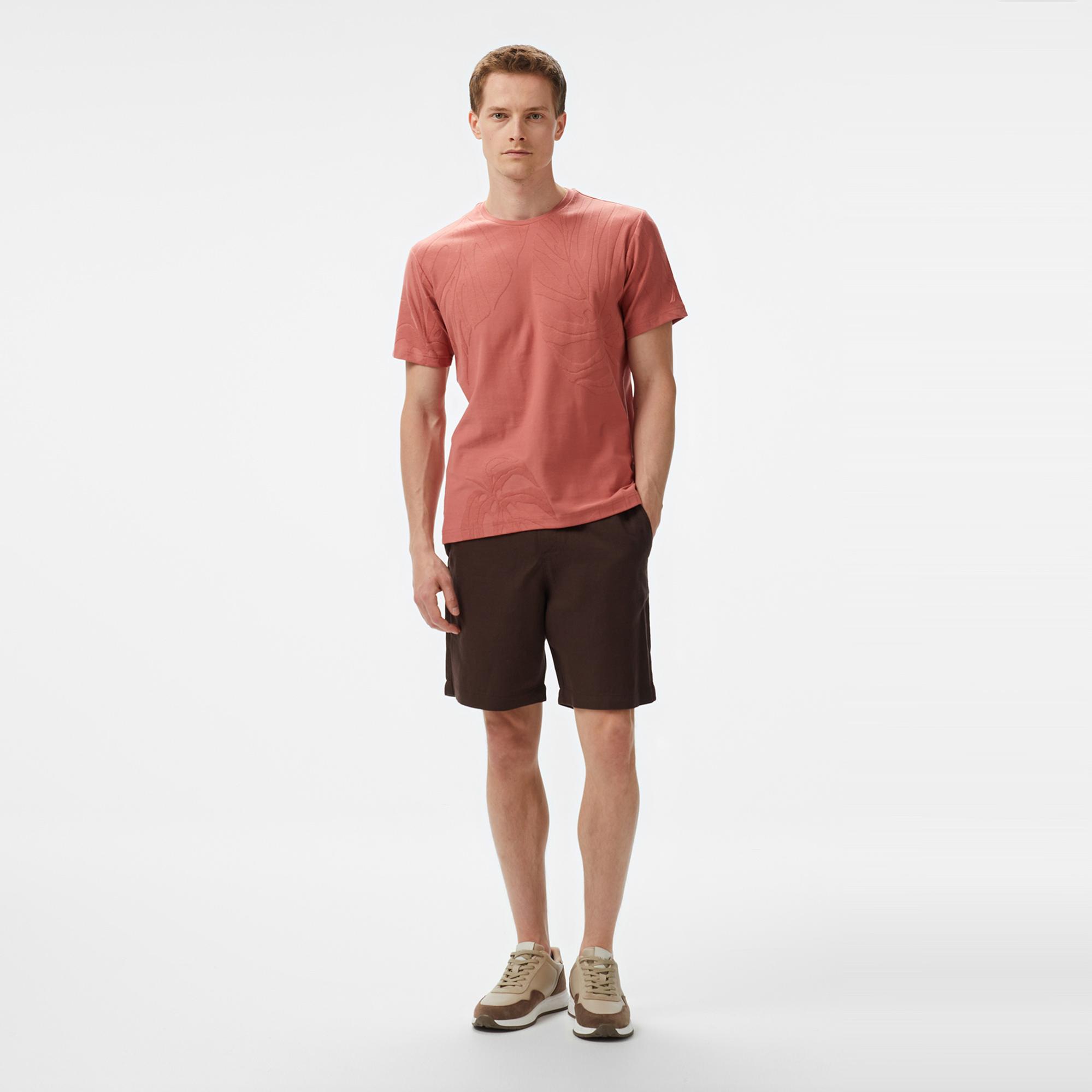 Nautica Erkek Kahverengi Regular Fit DEsenli T-Shirt