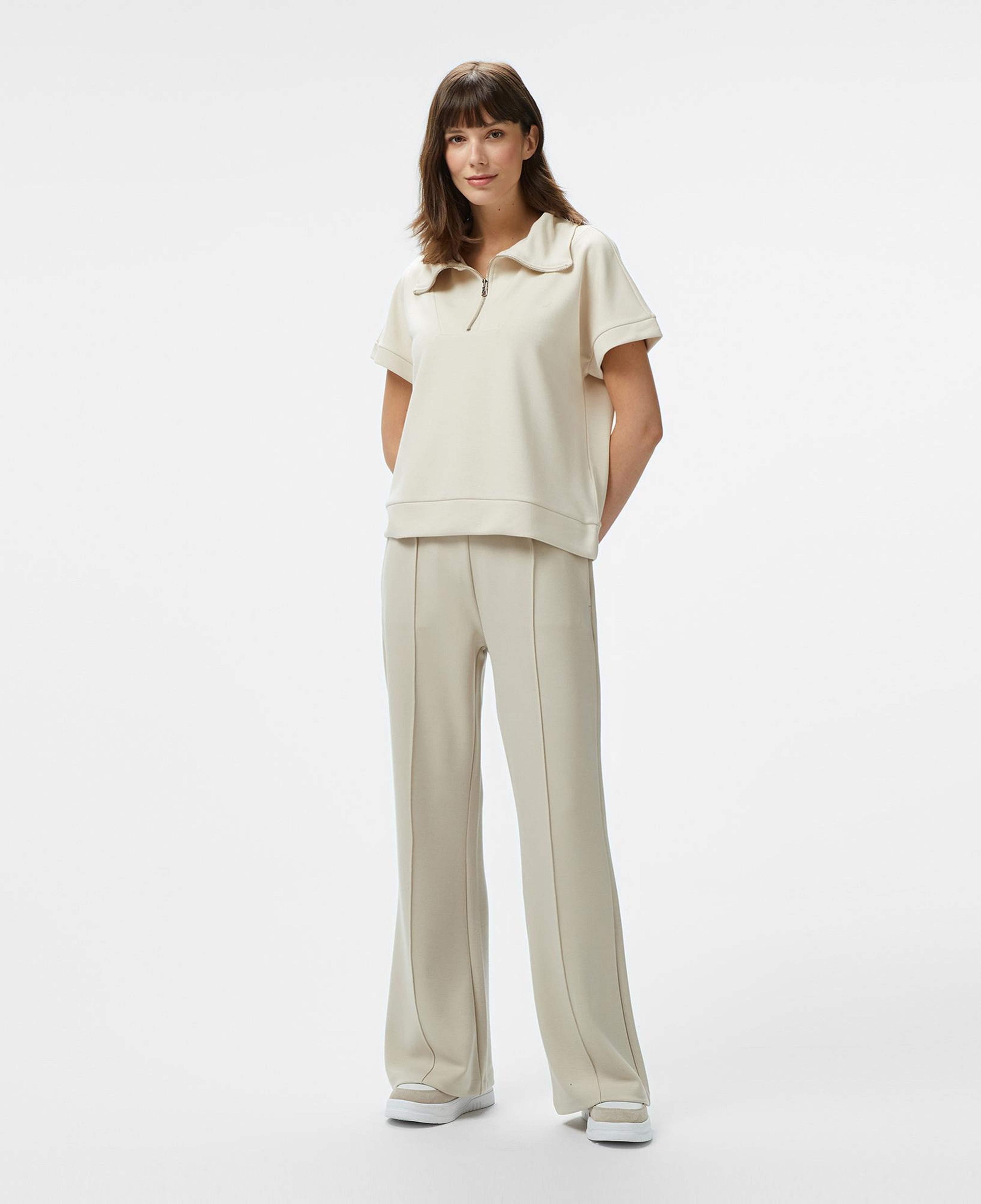 Nautica Kadın Krem Rengi Regular Fit Dik Yaka Sweatshirt