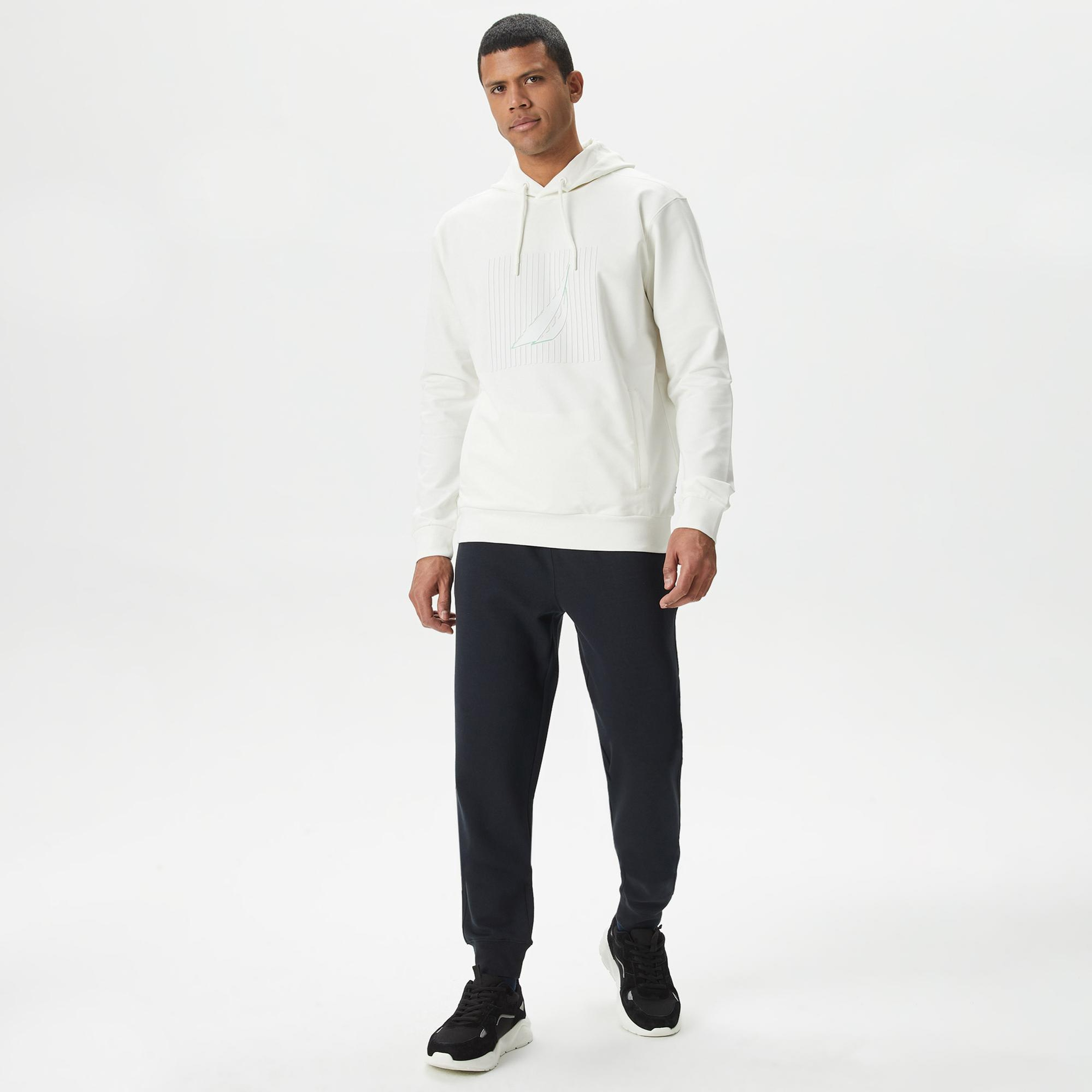 Nautica Erkek Beyaz Standart Fit Sweatshirt