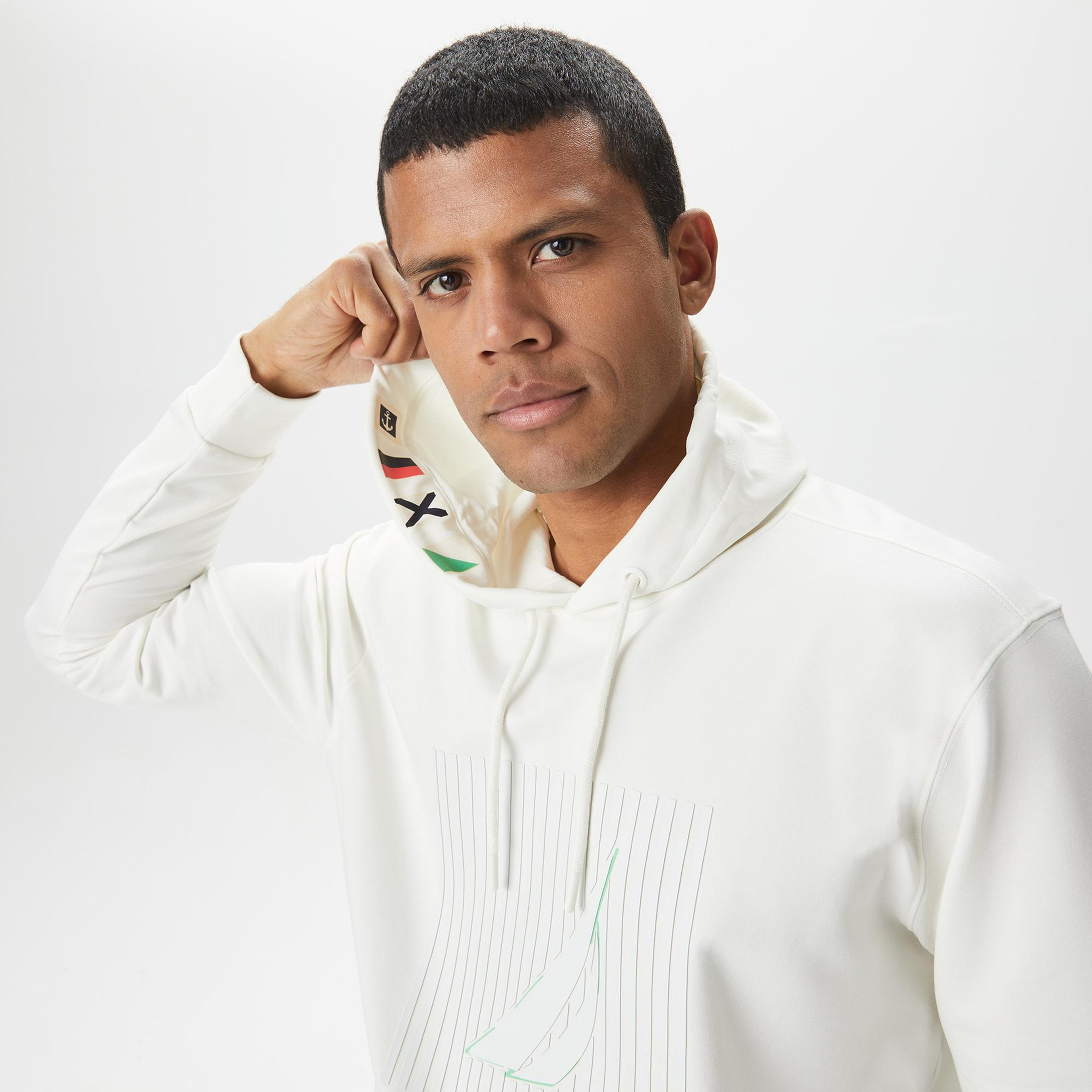 Nautica Erkek Beyaz Standart Fit Sweatshirt