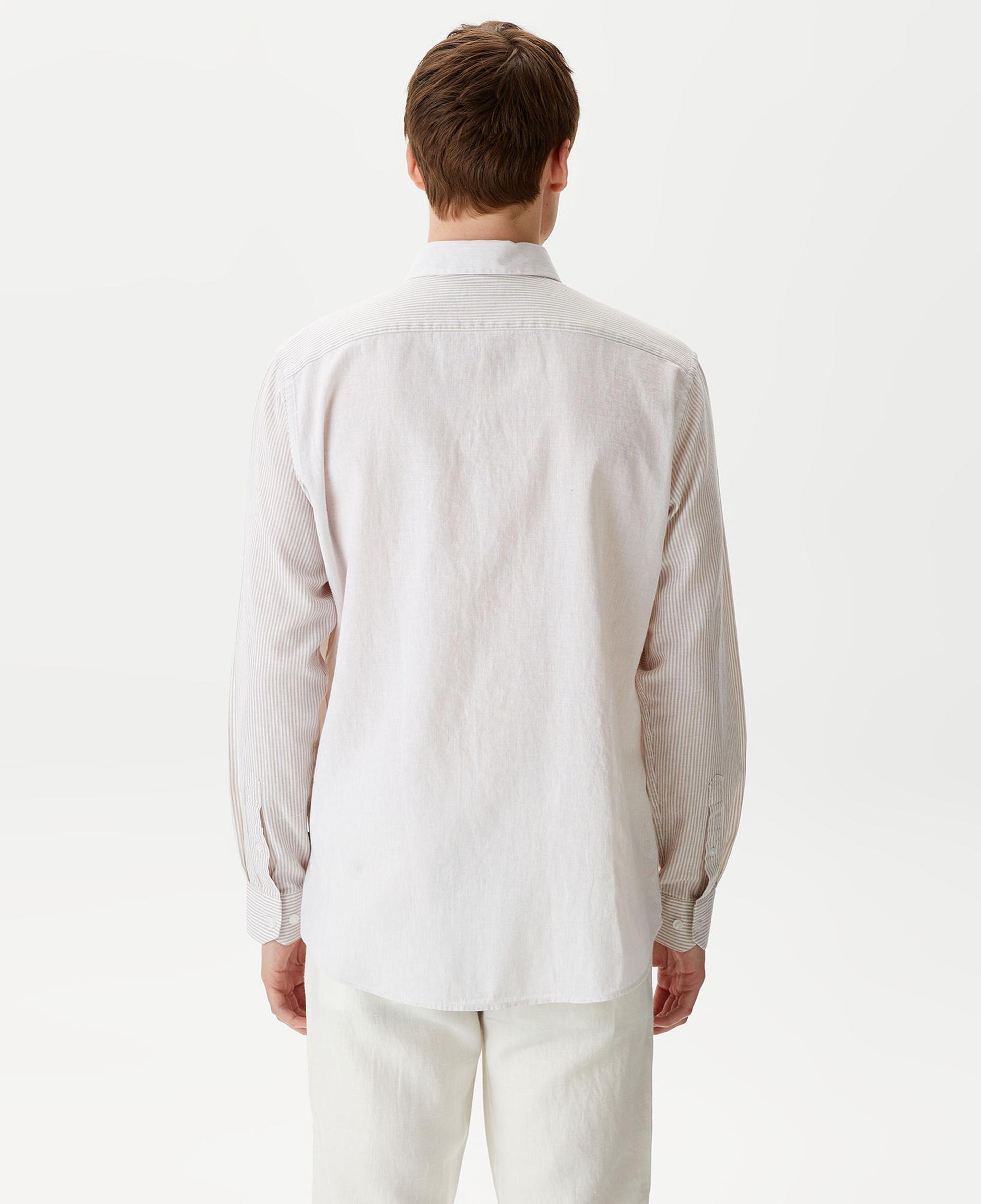 Nautica Erkek Kırık Beyaz Classic Fit Uzun Kollu Renk Bloklu Gömlek