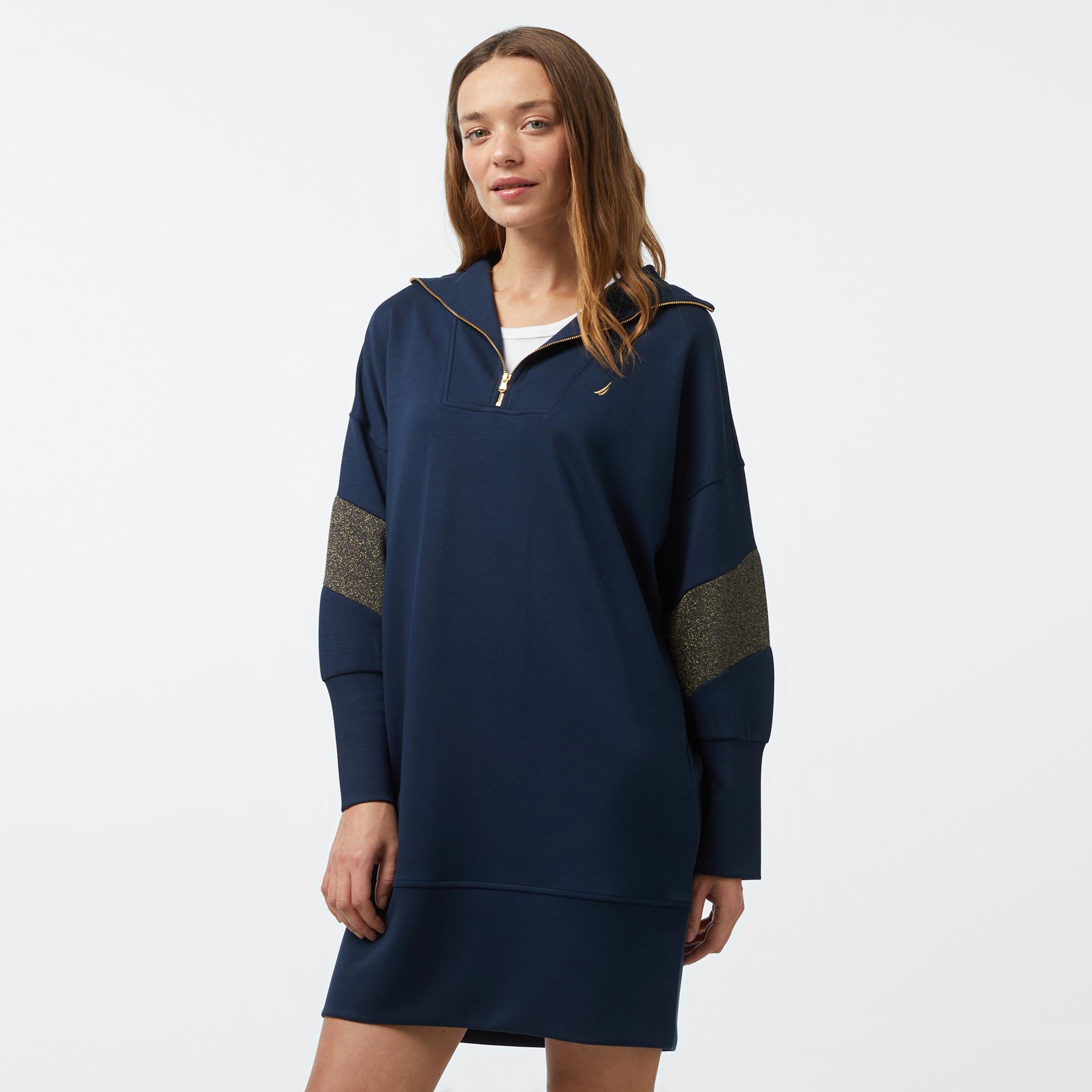 Nautica Kadın Lacivert Uzun Kollu Regular Fit Elbise