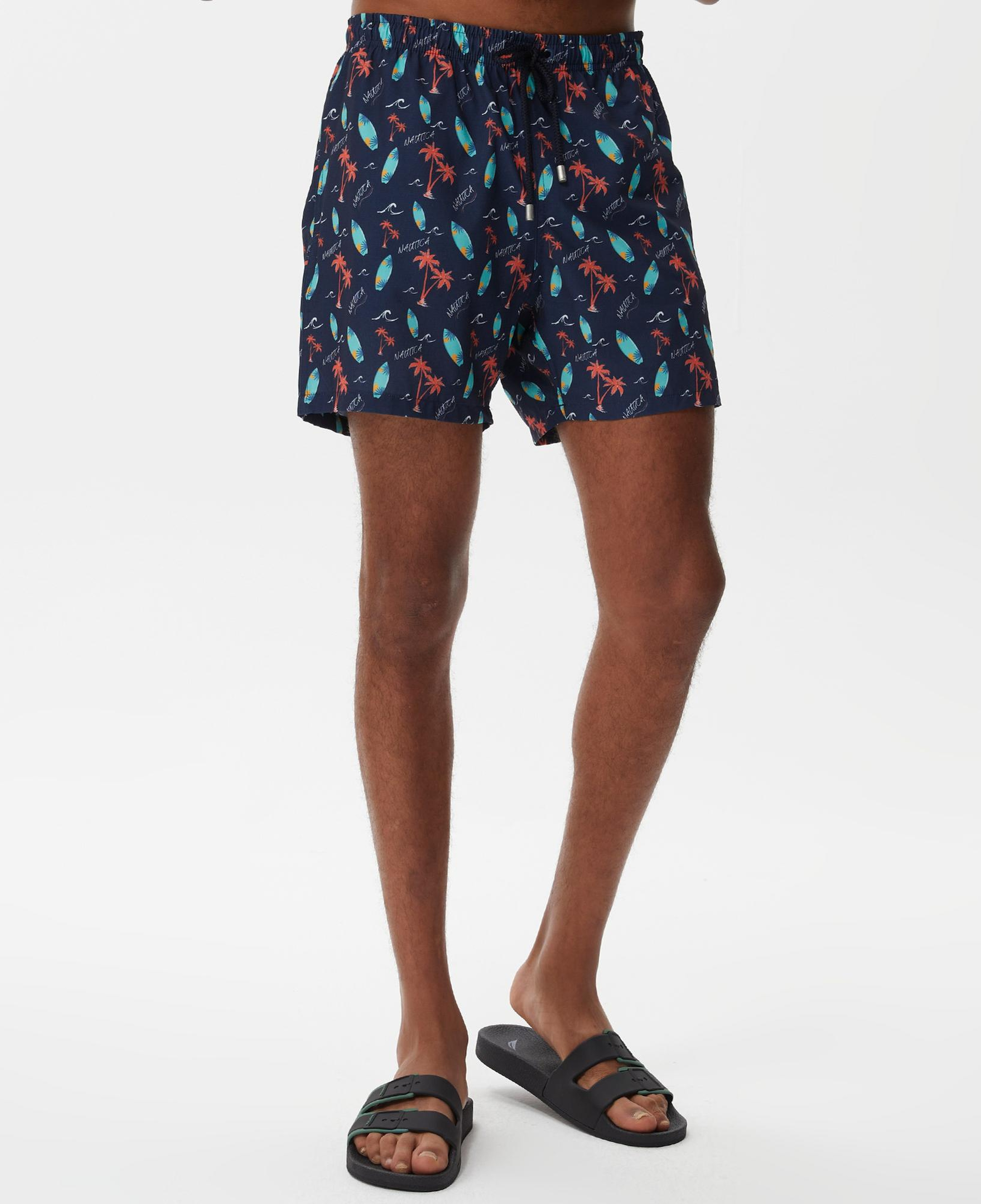 Nautica Erkek Lacivert Baskılı Deniz Şortu