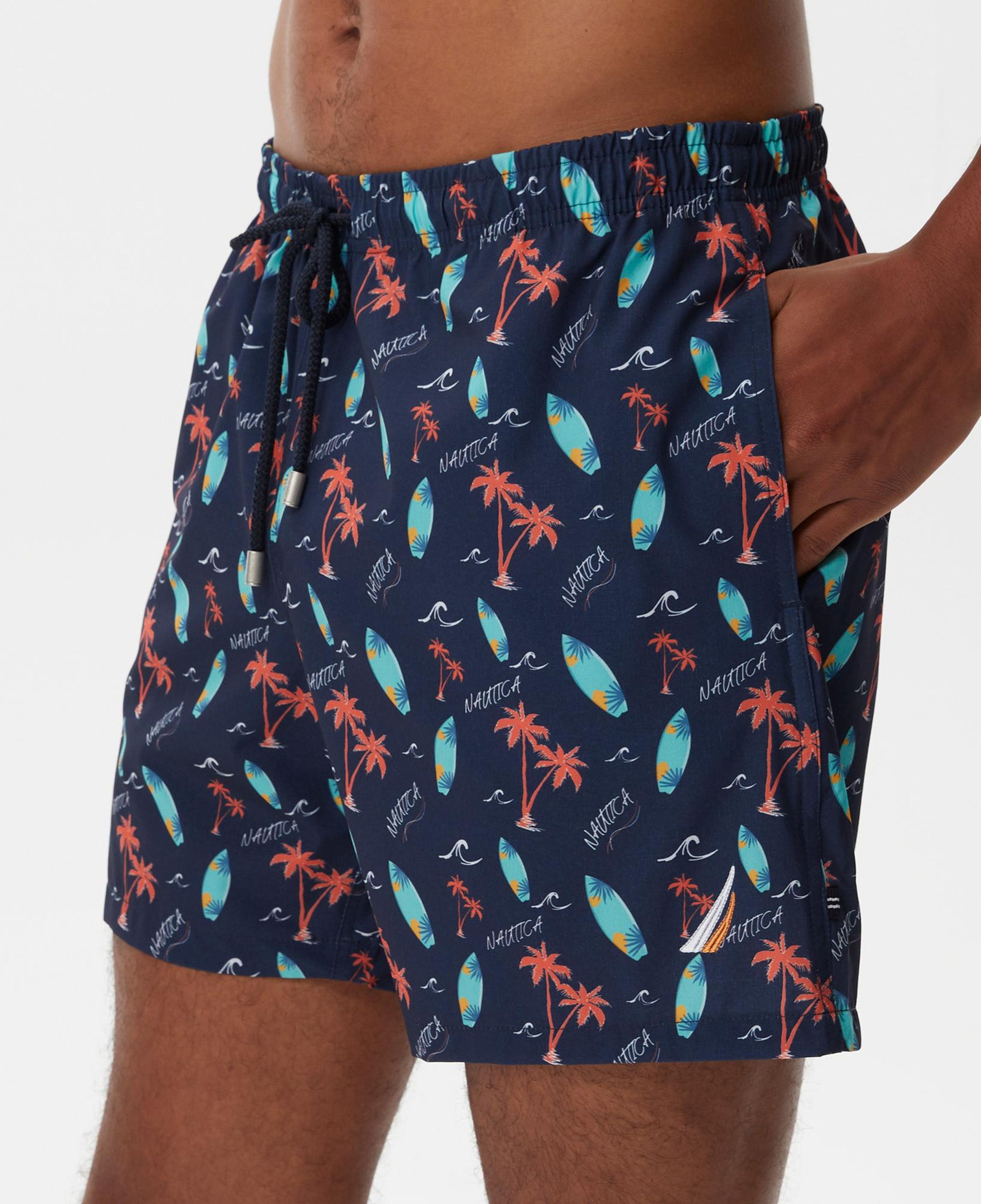 Nautica Erkek Lacivert Baskılı Deniz Şortu