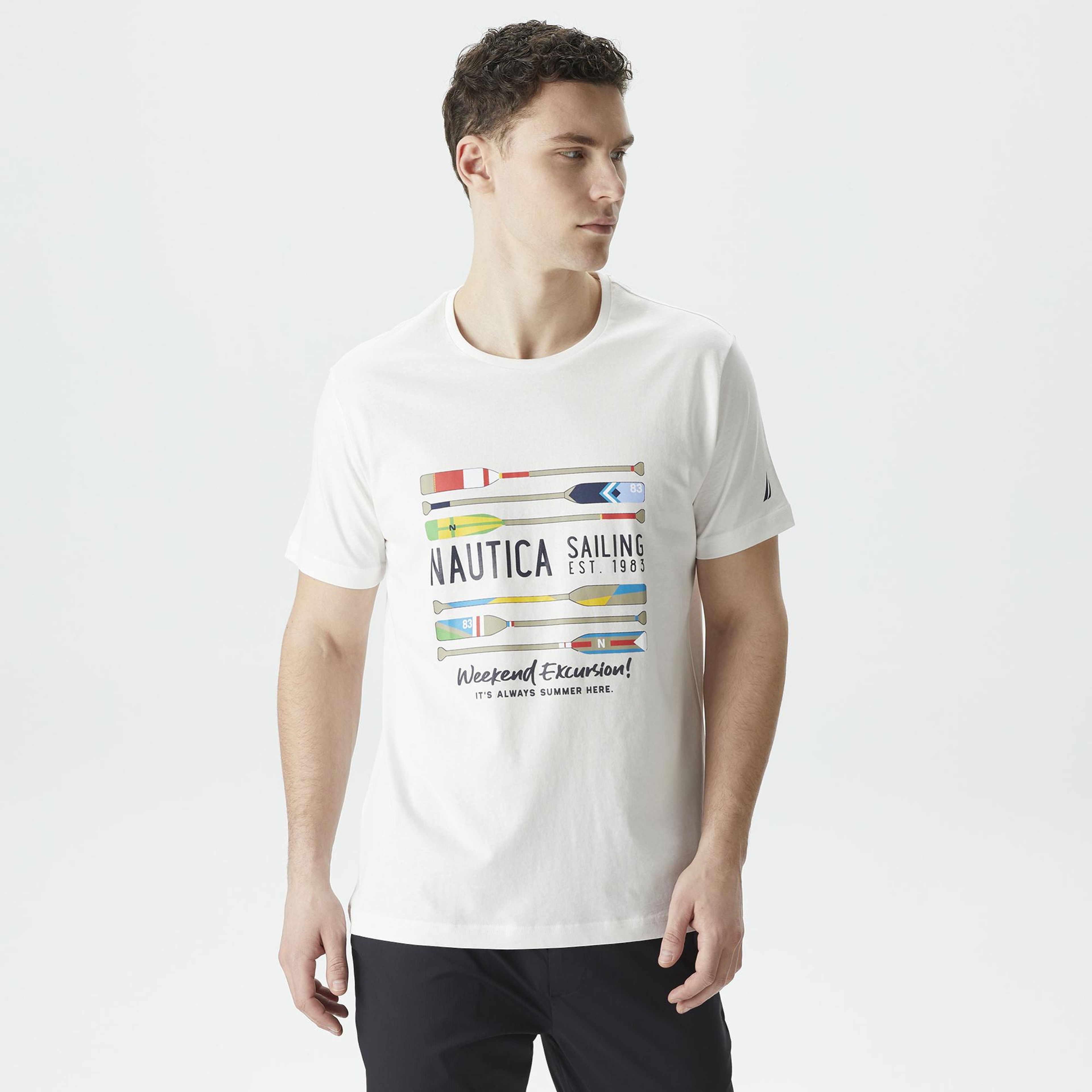 Nautica Erkek Beyaz Standart Fit T-Shirt