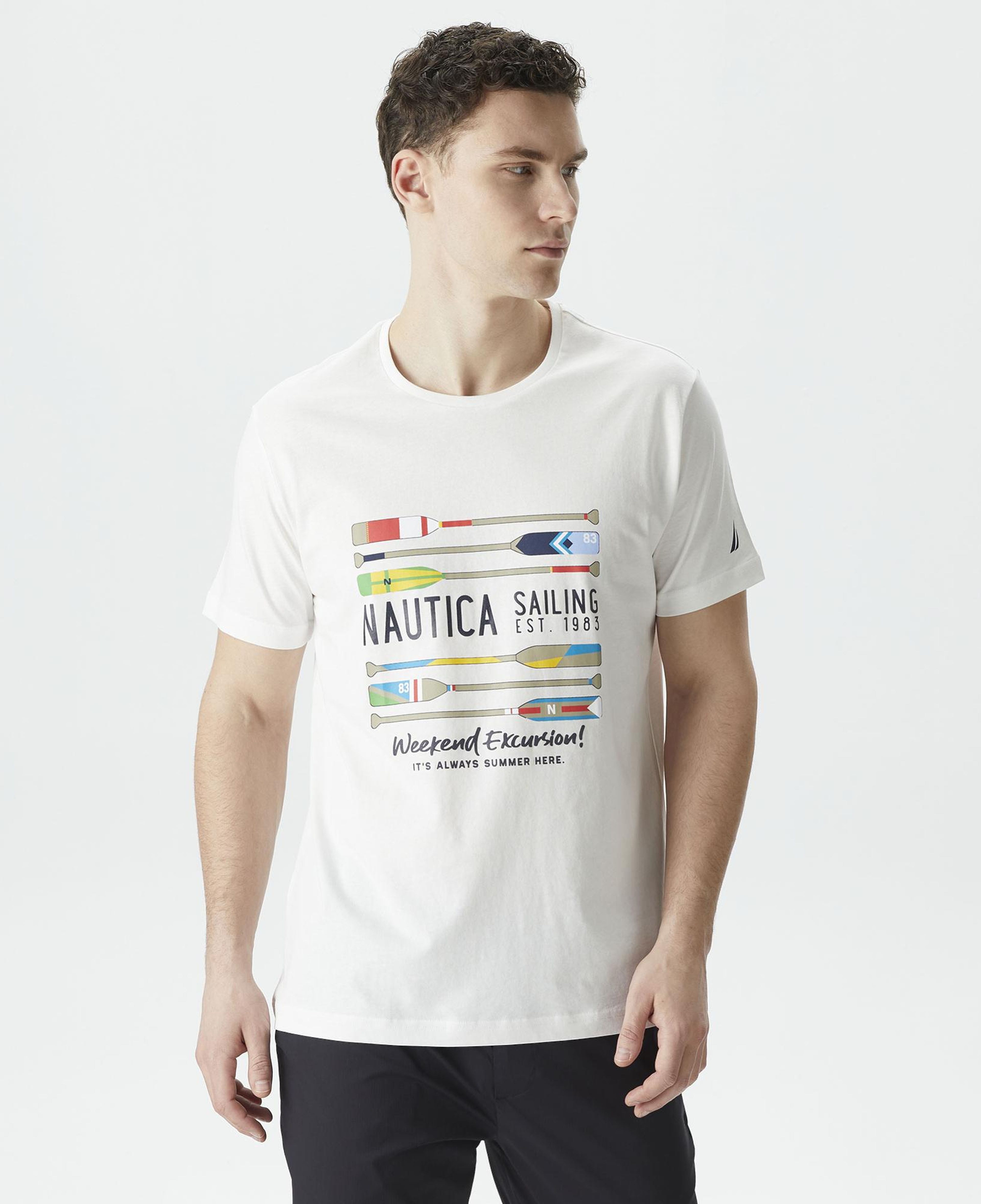 Nautica Erkek Beyaz Standart Fit T-Shirt