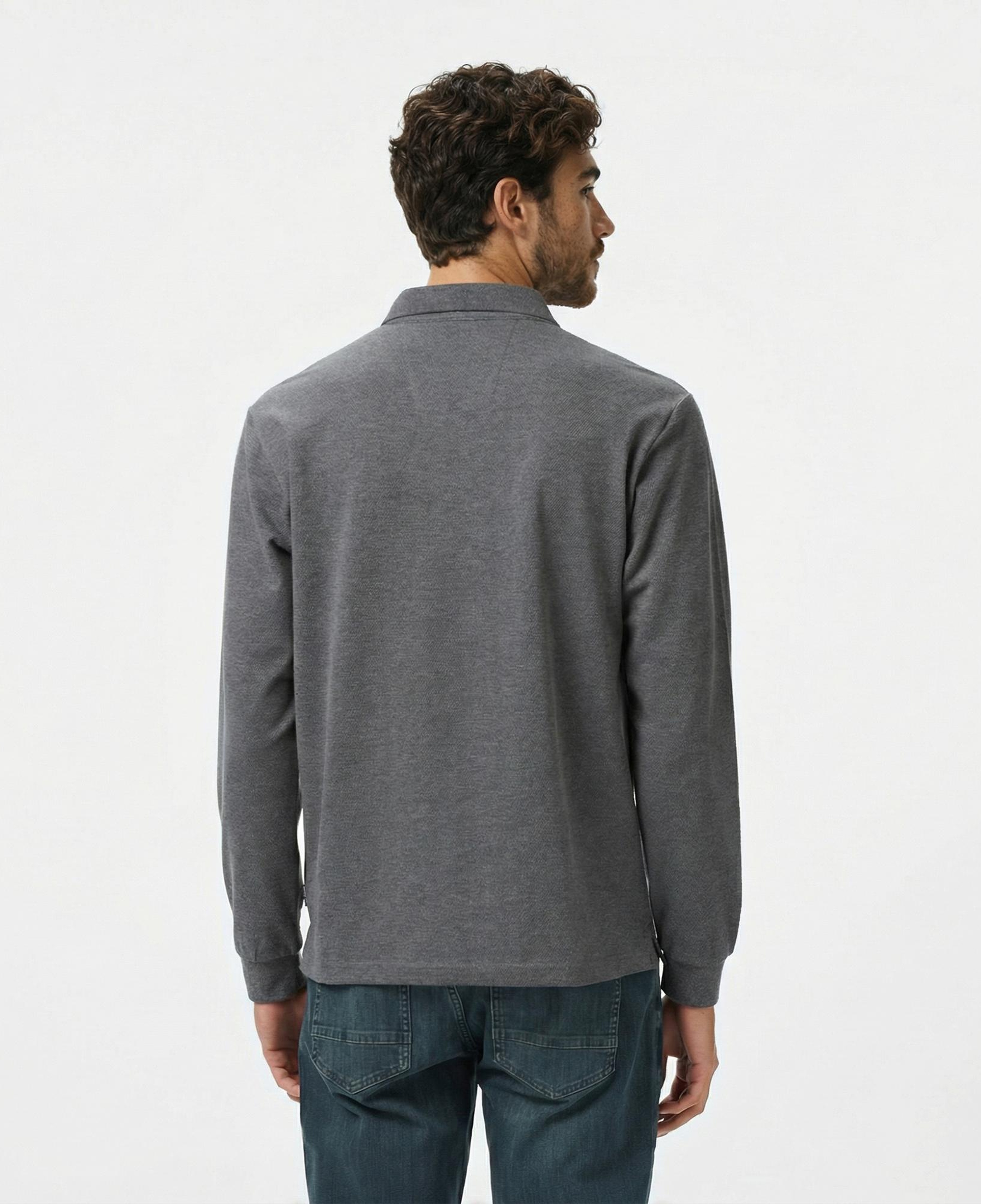 Nautica Erkek Gri Classic Fit Uzun Kollu Polo Yaka T-Shirt