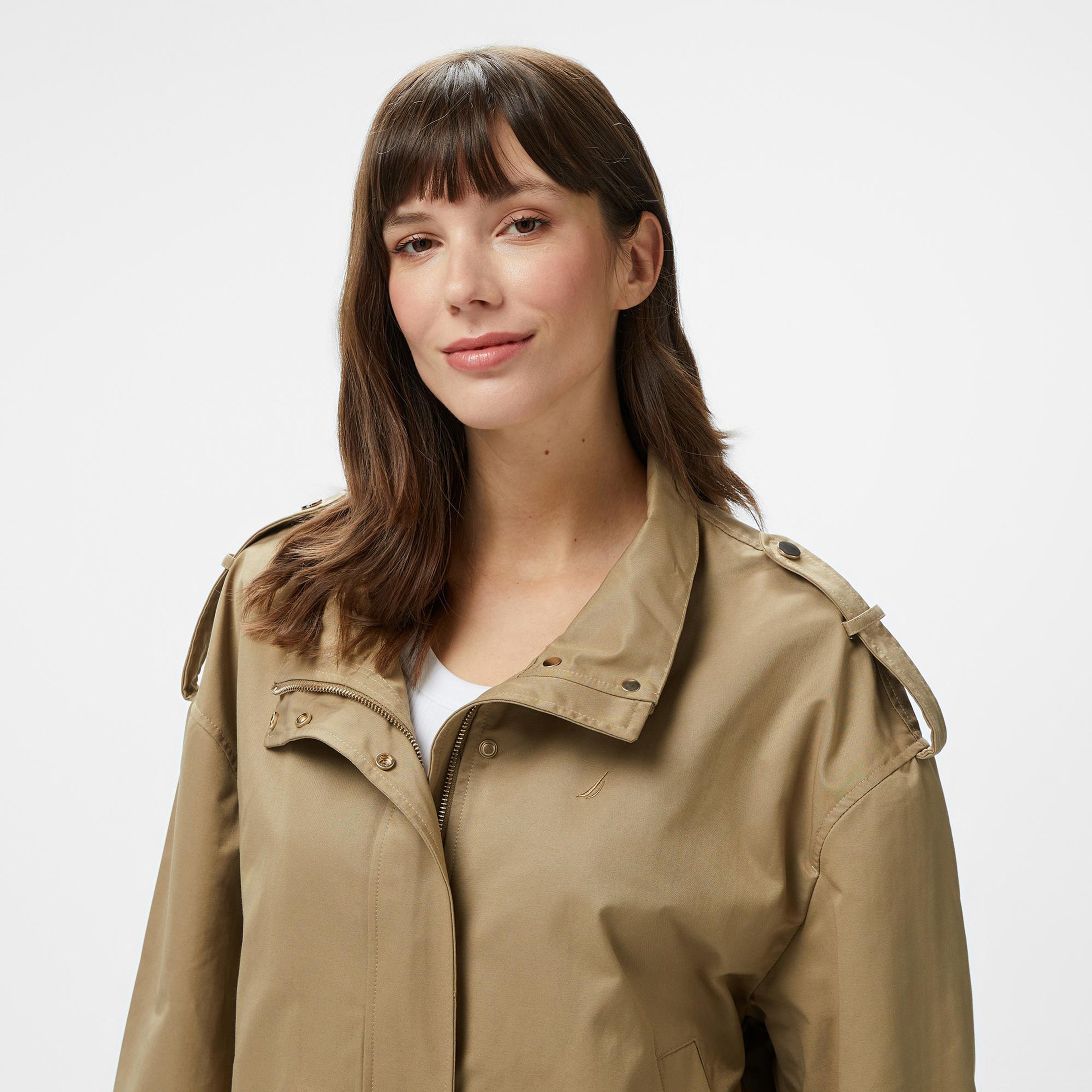 Nautica Kadın Kahverengi Regular Fit Dik Yaka Mont