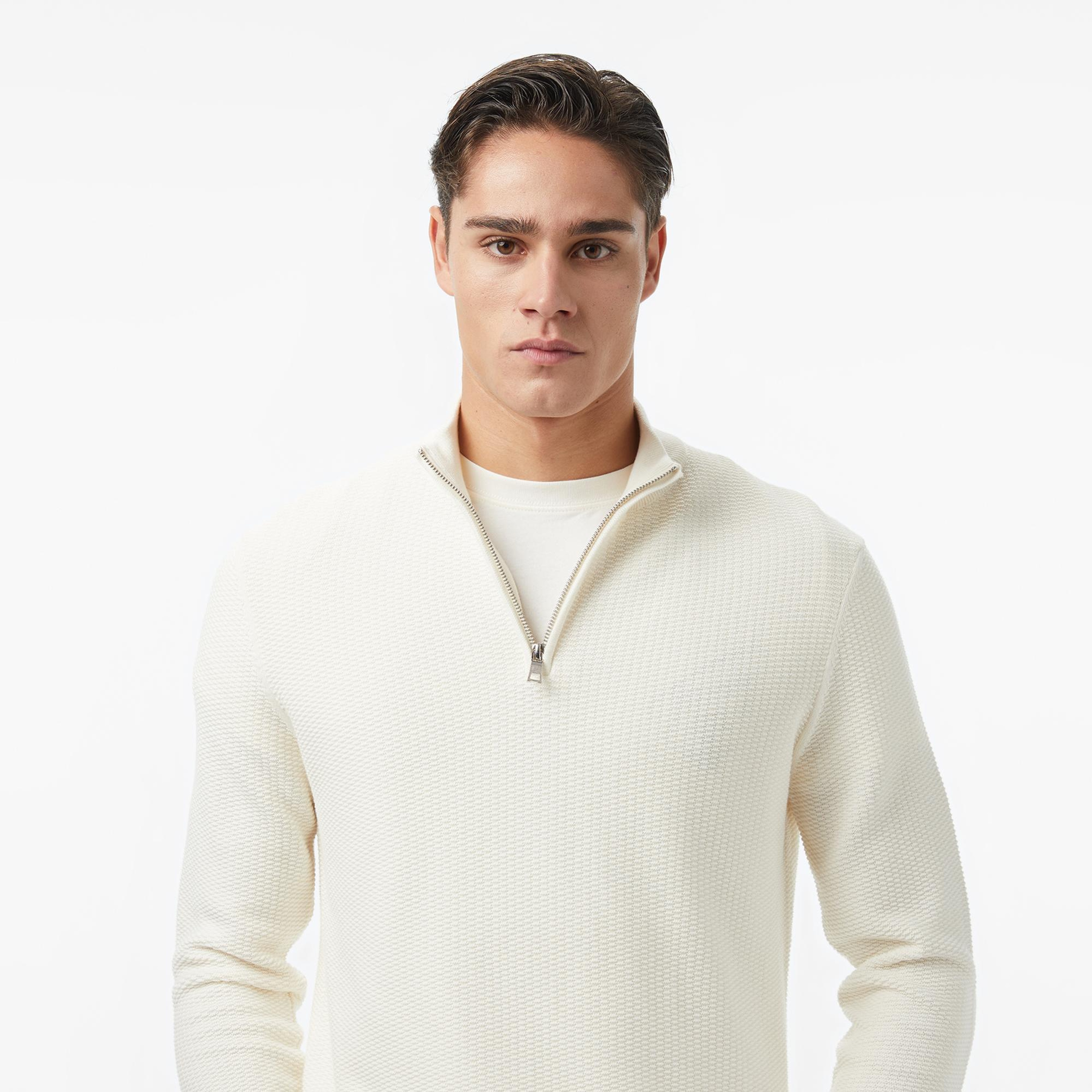 Nautica Erkek Krem Rengi Classic Fit Kazak