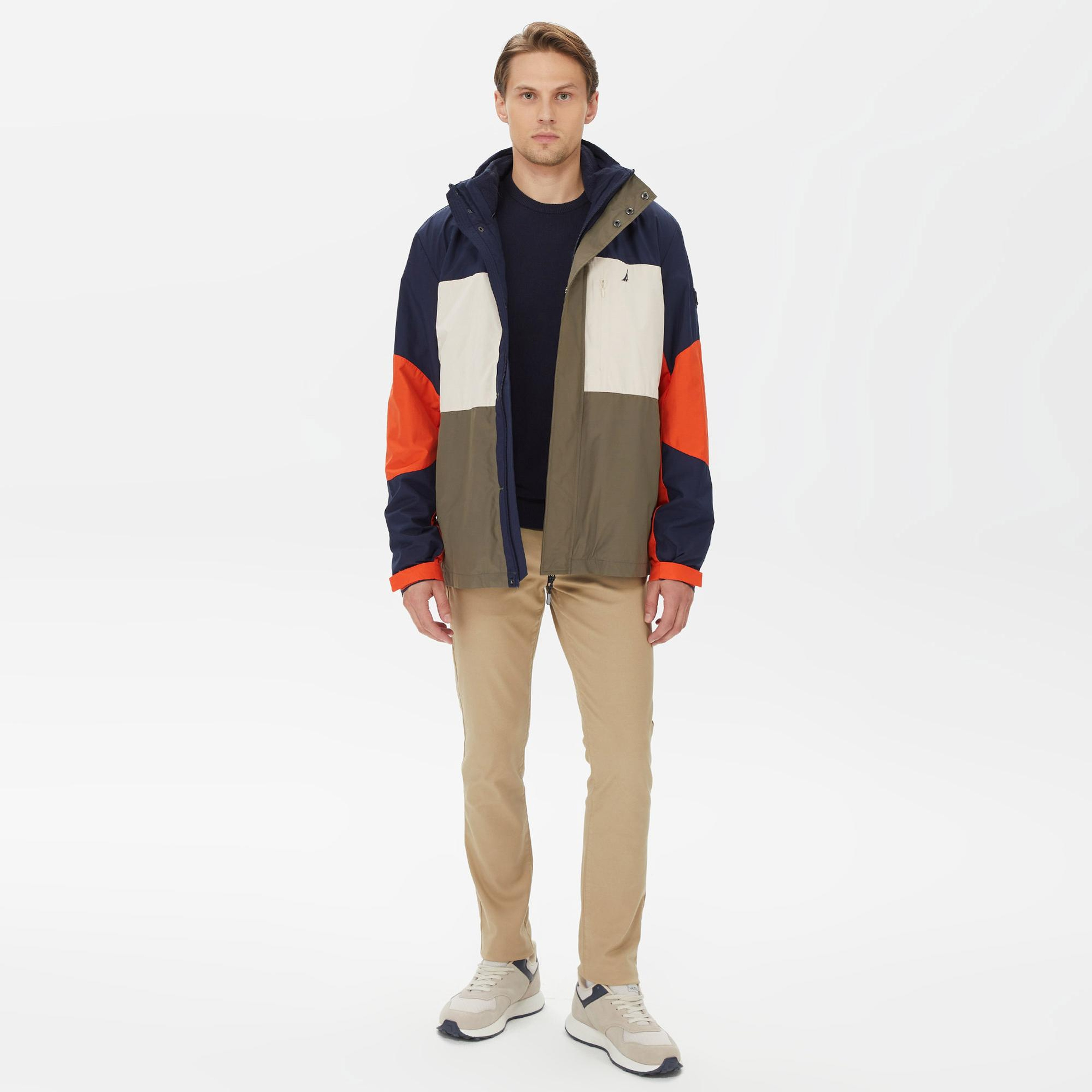 Nautica Erkek Lacivert Renk Bloklu Standart Fit Desenli Mont