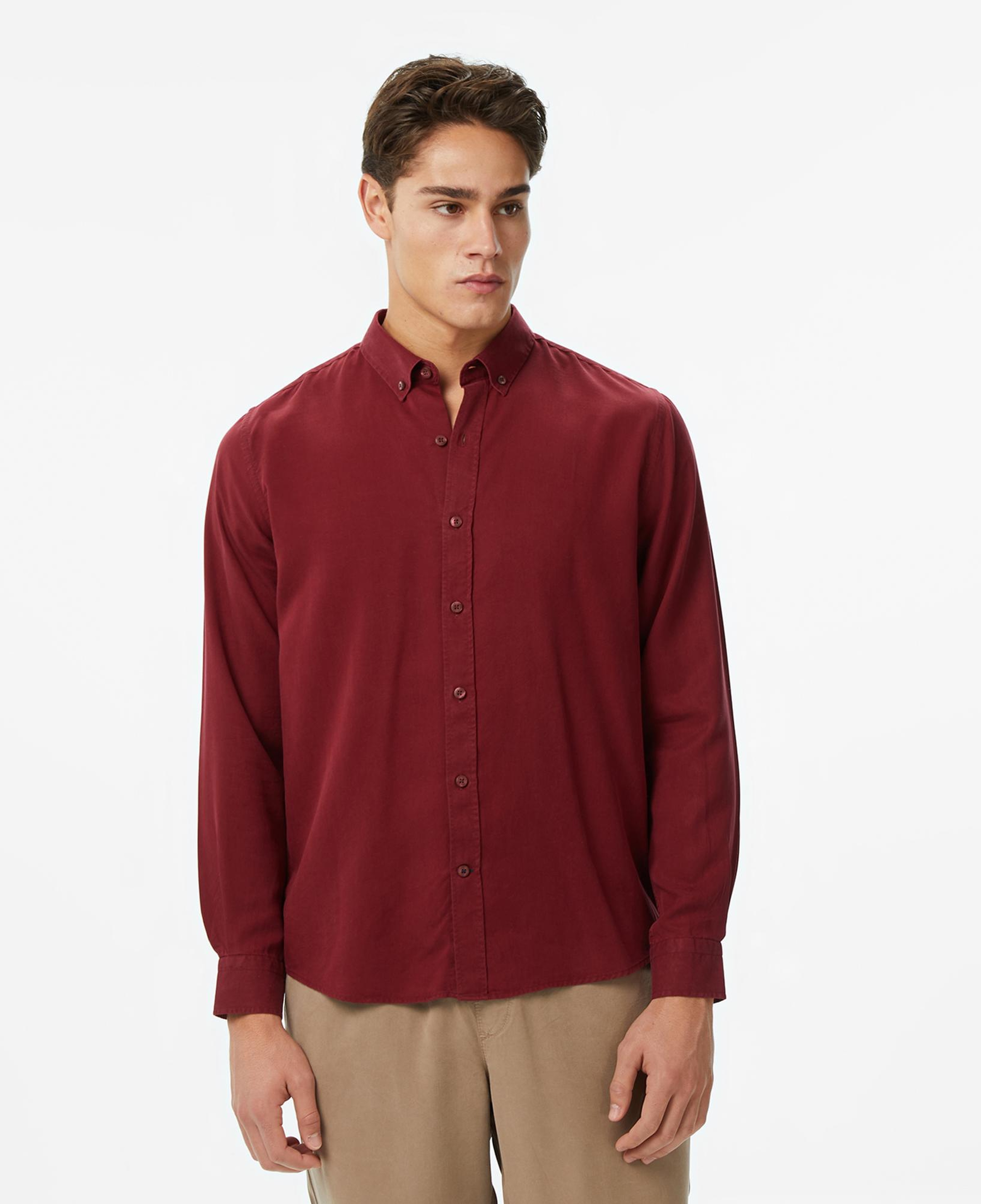 Nautica Erkek Bordo Classic Fit Gömlek