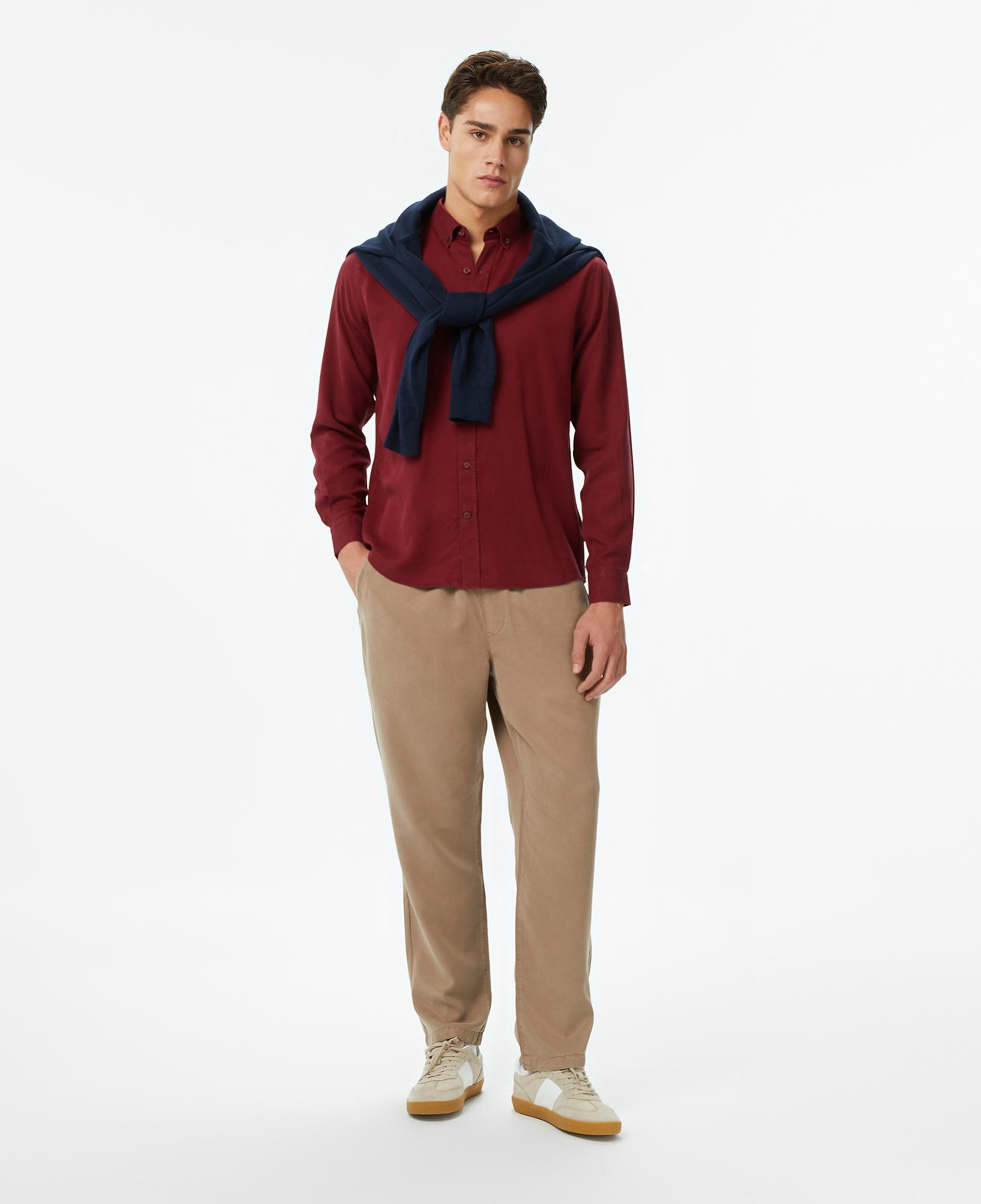 Nautica Erkek Bordo Classic Fit Gömlek