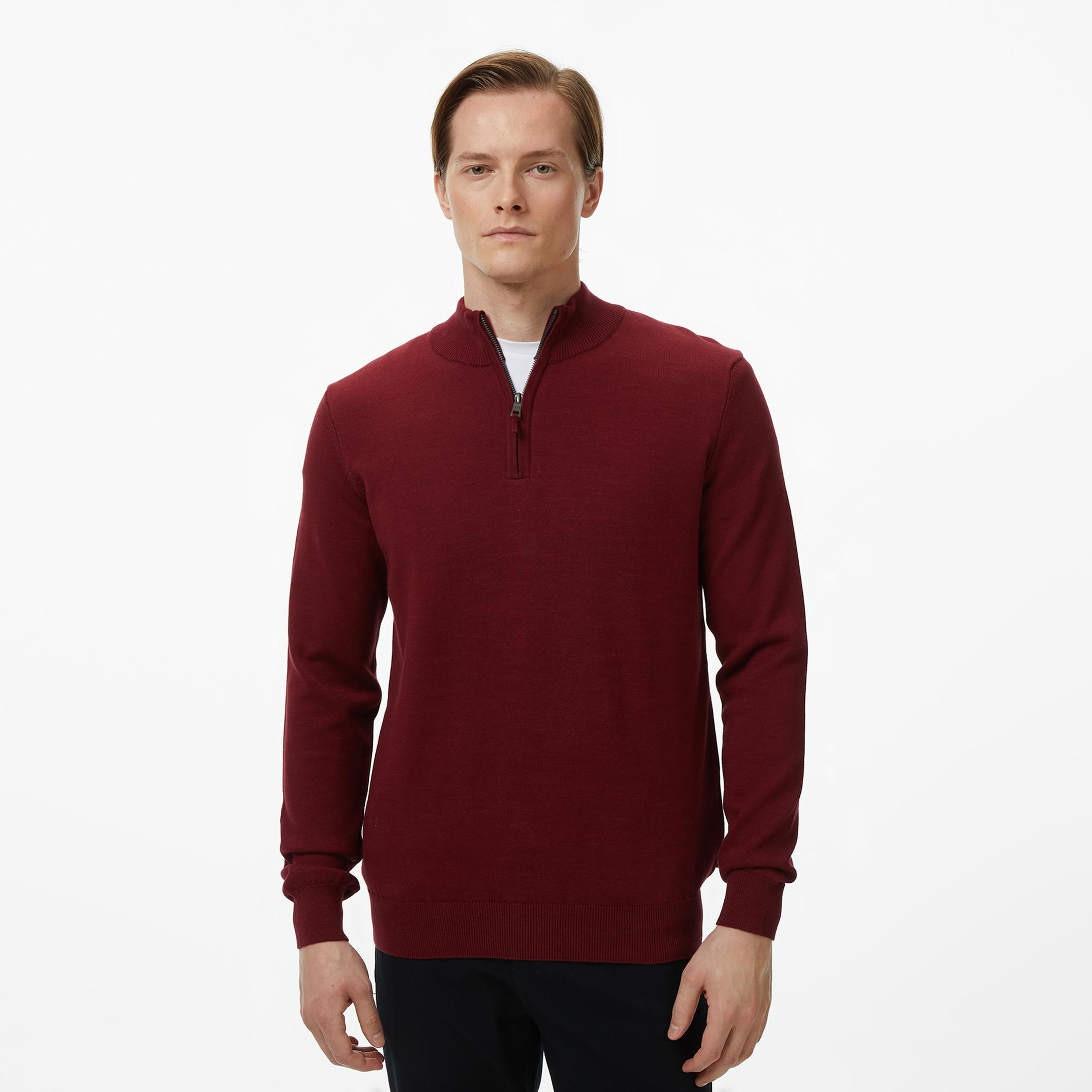 Nautica Erkek Bordo Classic Fit Kazak