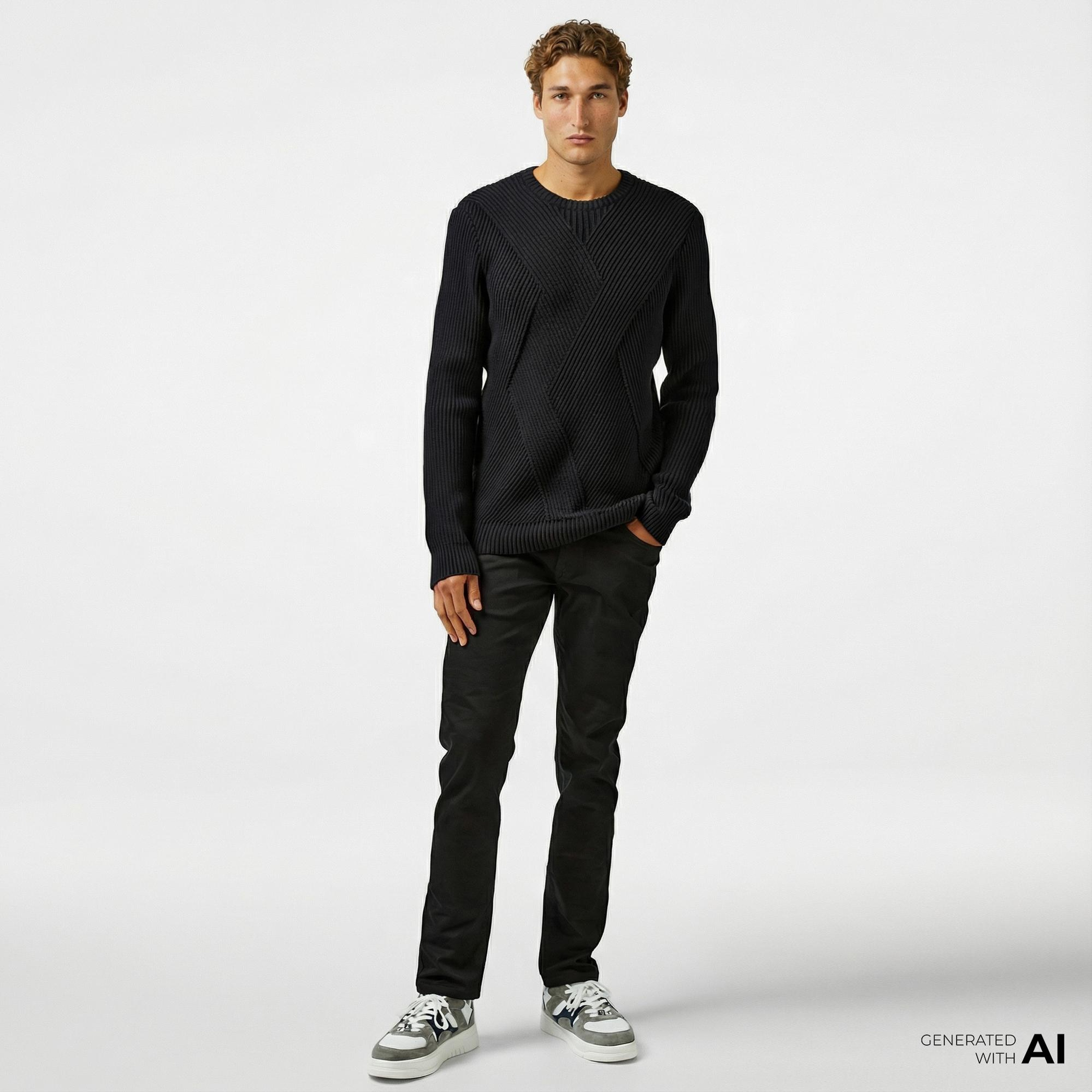 Nautica Erkek Siyah Regular Fit Triko