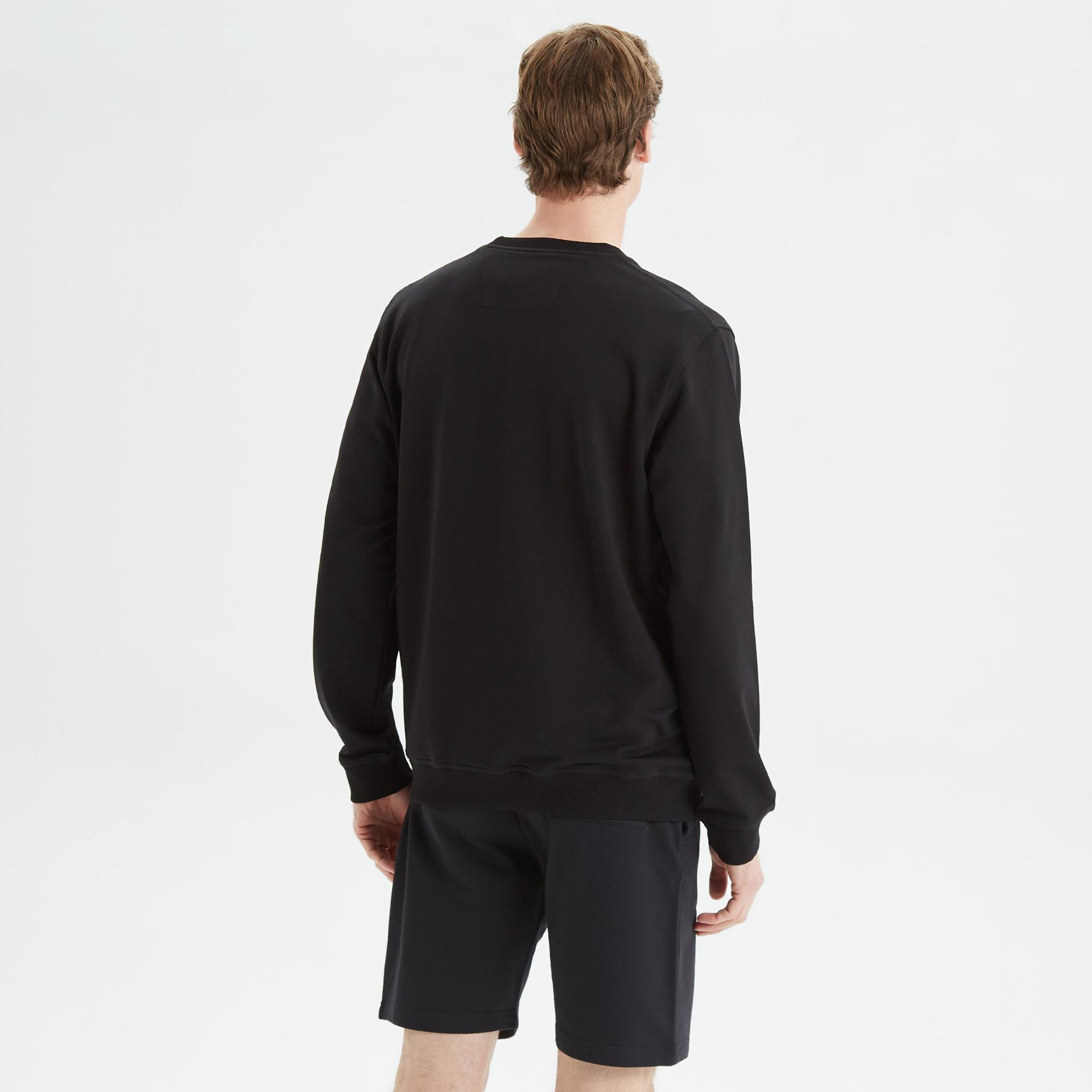 Nautica Erkek Siyah Standart Fit Baskılı Sweatshirt