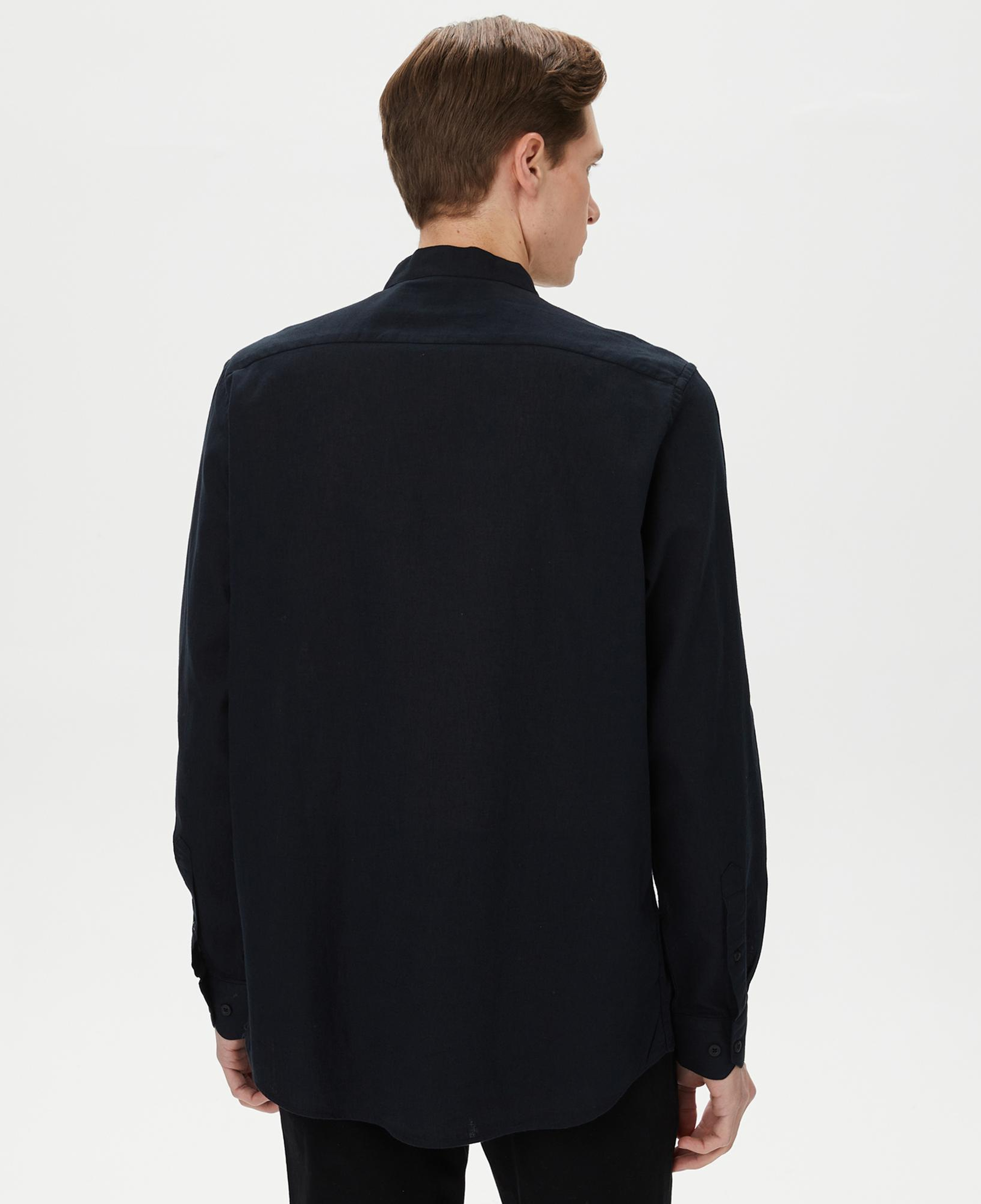 Nautica Erkek Siyah Classic Fit Keten Gömlek