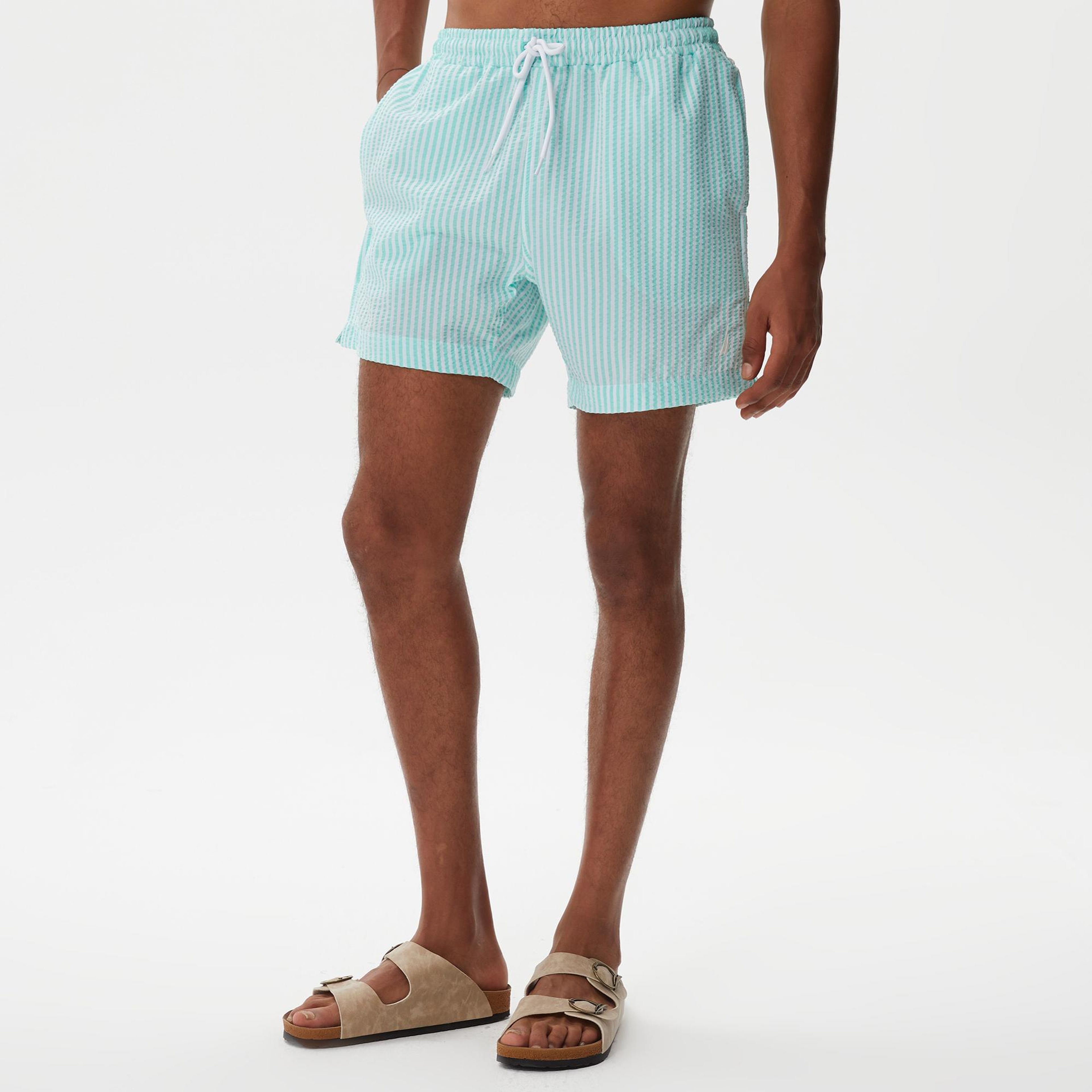 Nautica Erkek Yeşil Çizgili Deniz Şortu