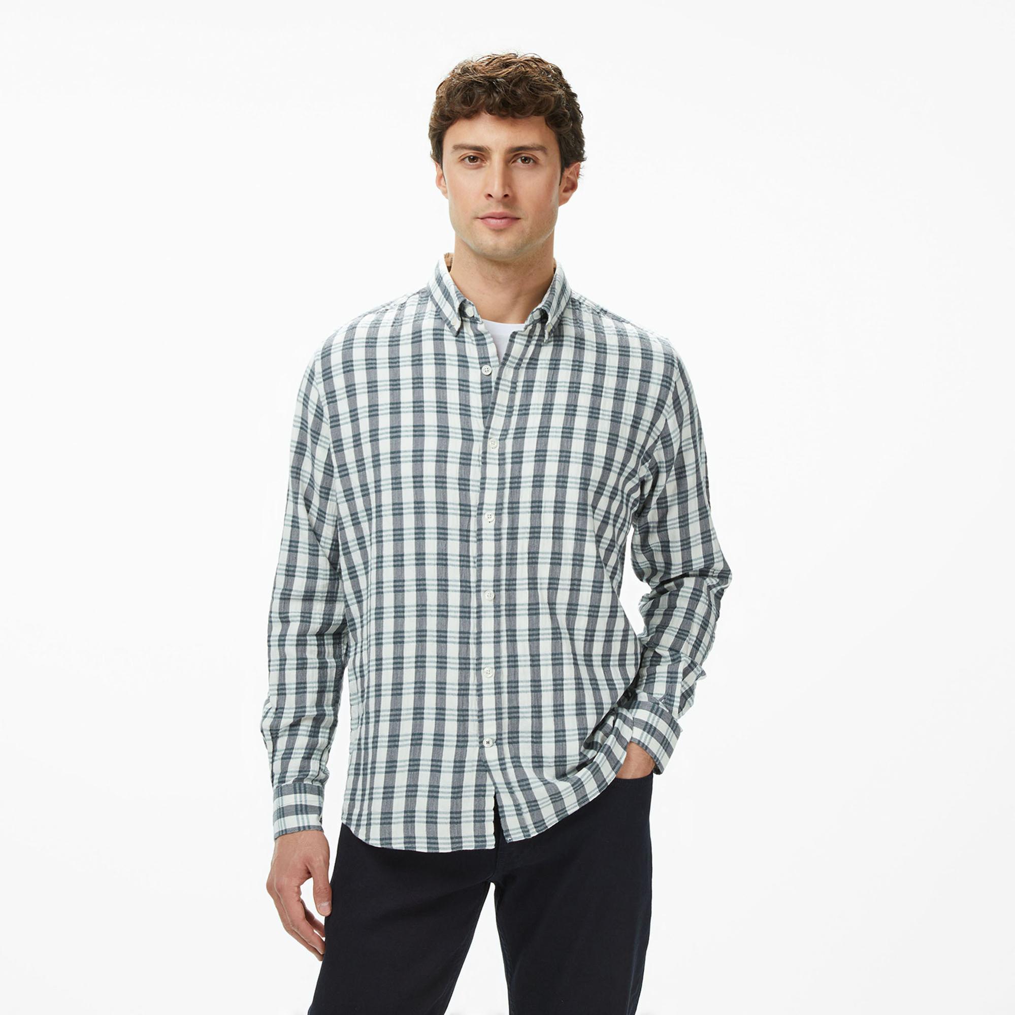 Nautica Erkek Yeşil Kareli Classic Fit Gömlek