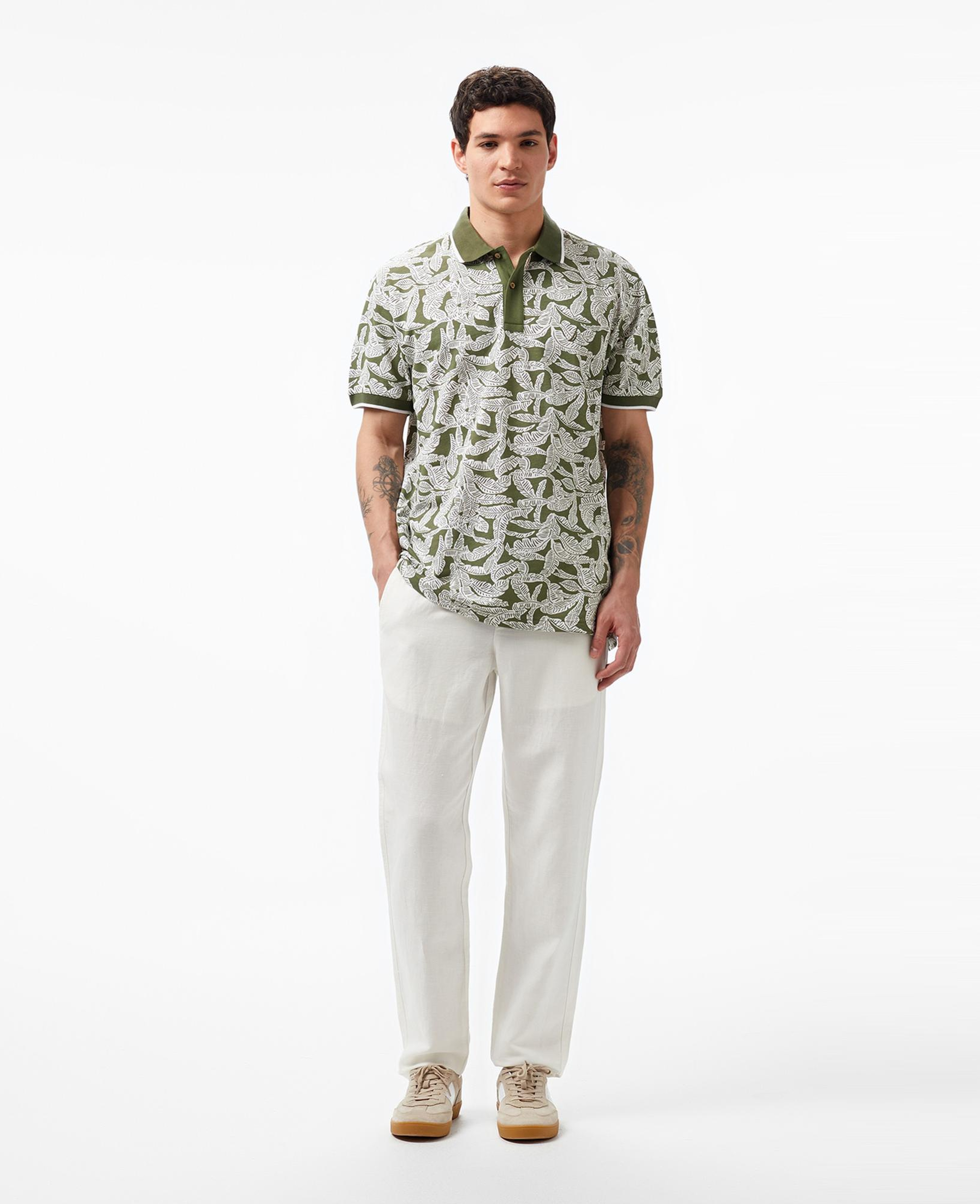 Nautica Erkek Yeşil Classic Fit Kısa Kollu Baskılı Polo Yaka T-Shirt