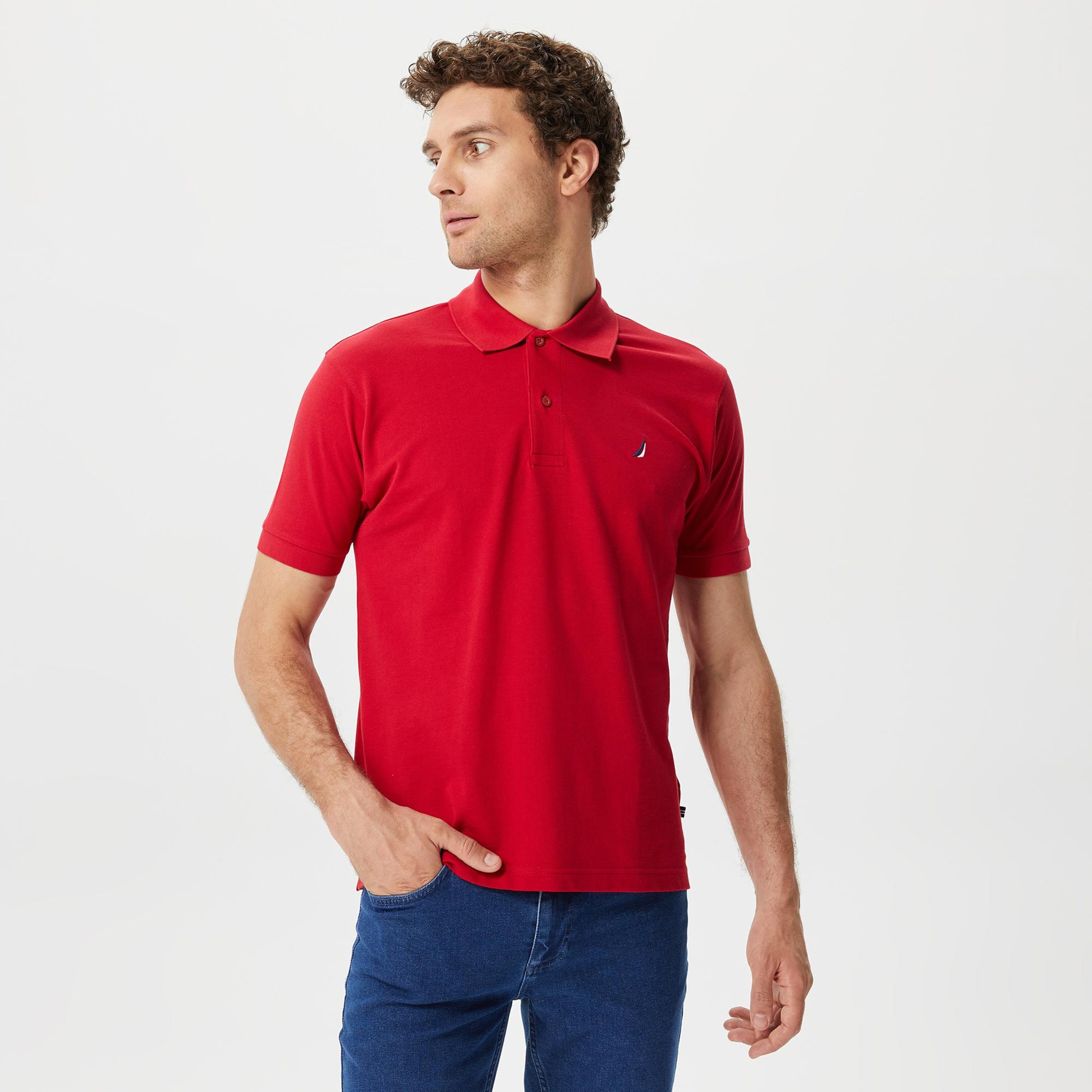 Nautica Erkek Kırmızı Classic Fit Kısa Kollu Polo Yaka T-Shirt