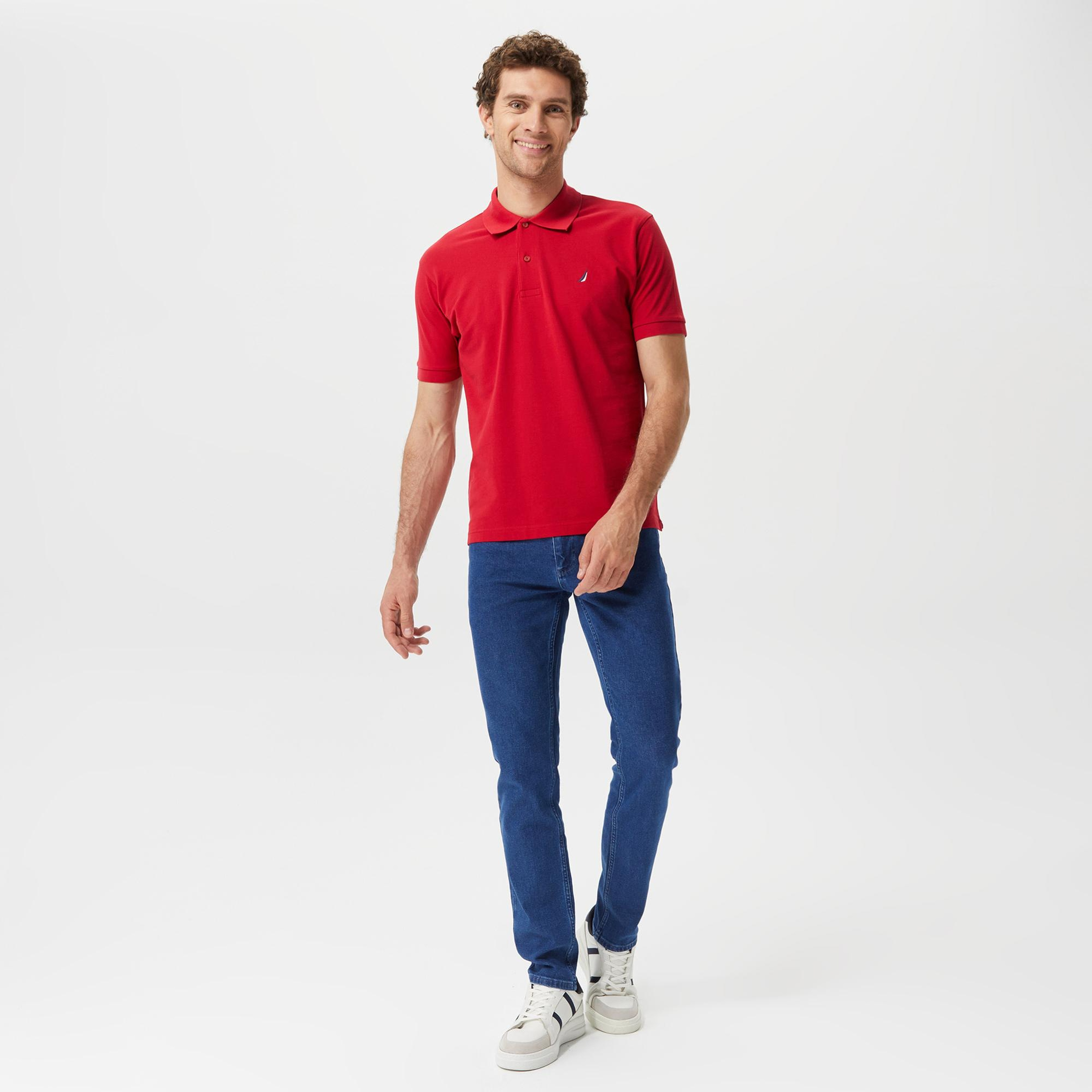 Nautica Erkek Kırmızı Classic Fit Kısa Kollu Polo Yaka T-Shirt