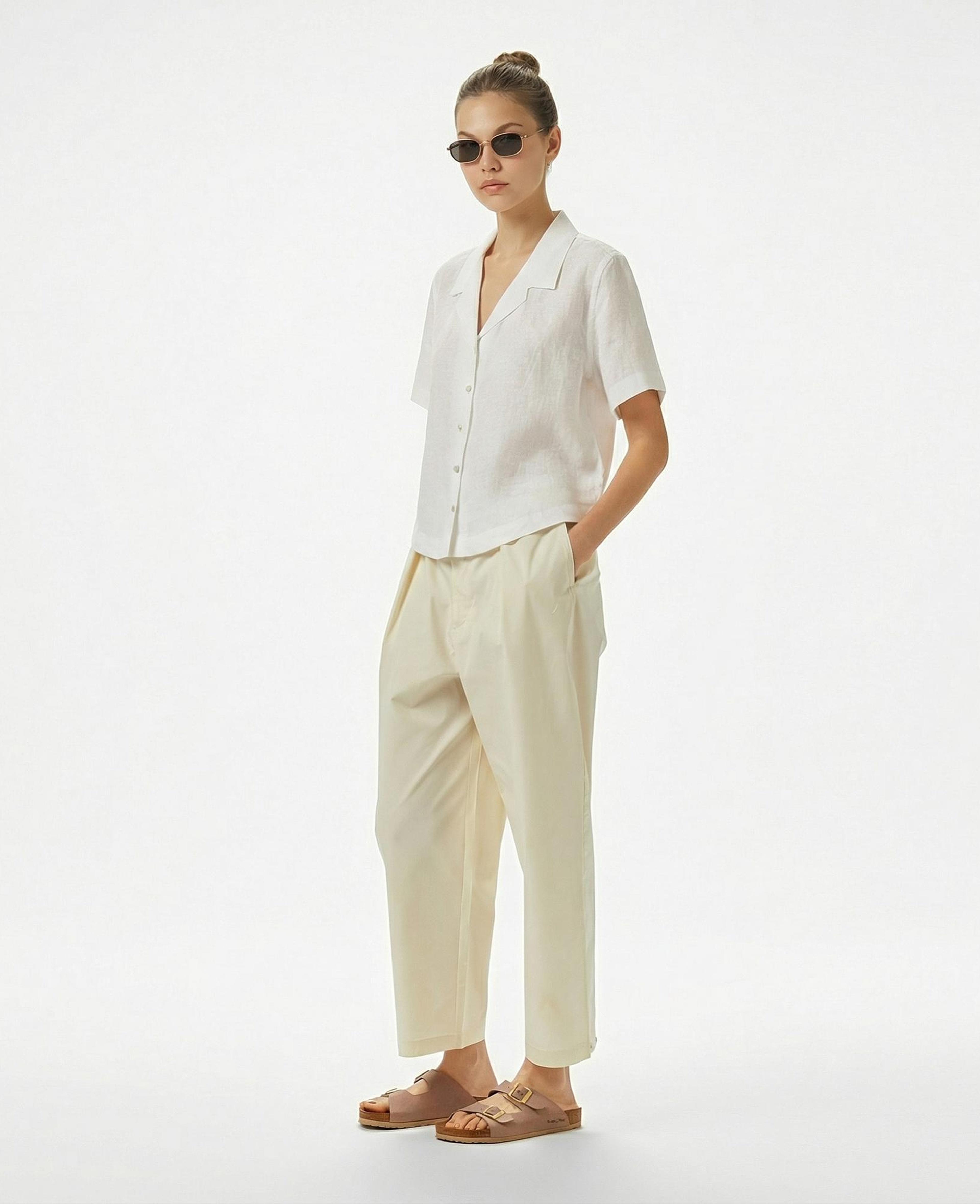 Nautica Kadın Beyaz Regular Fit Keten Gömlek