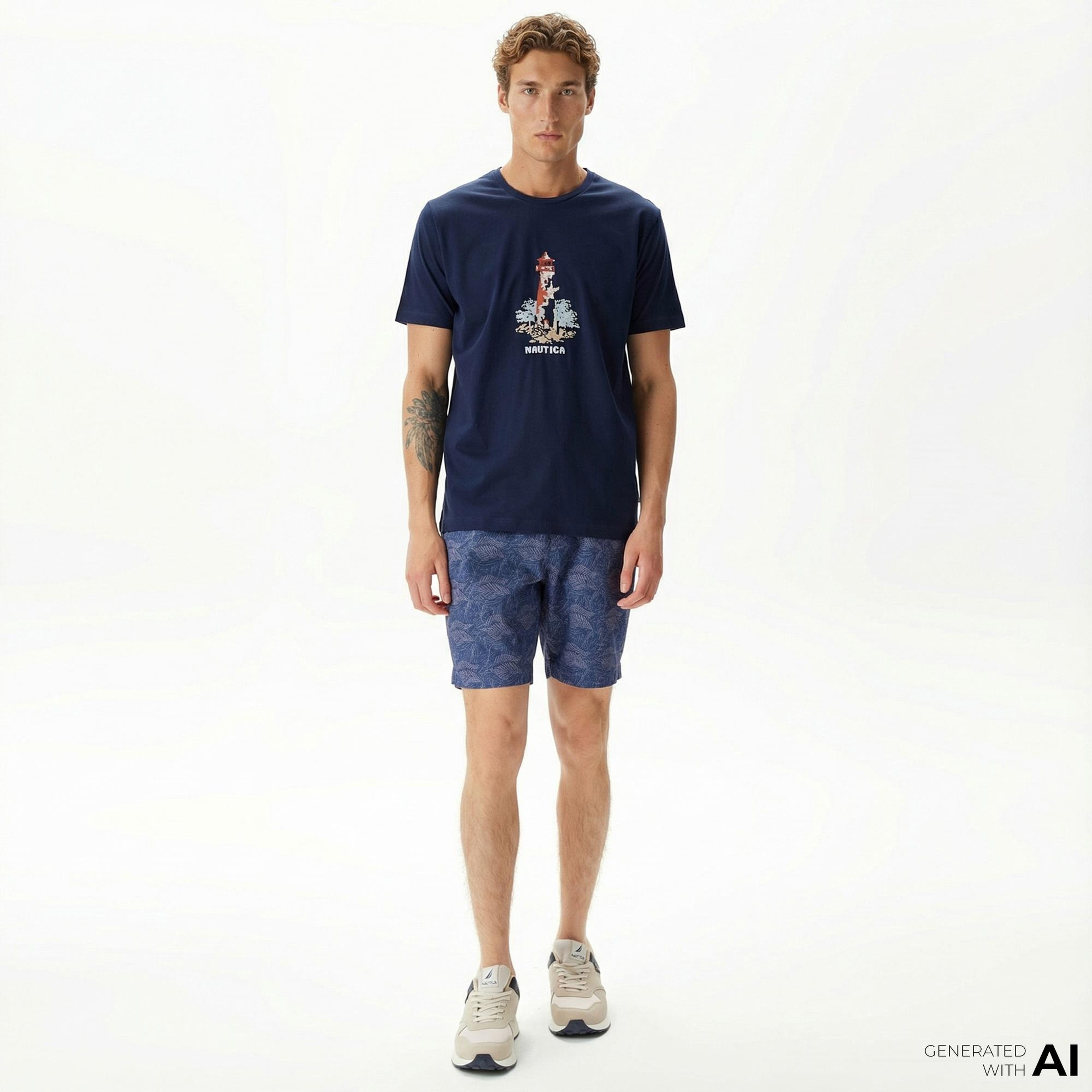 Nautica Erkek Lacivert Keten Bermuda