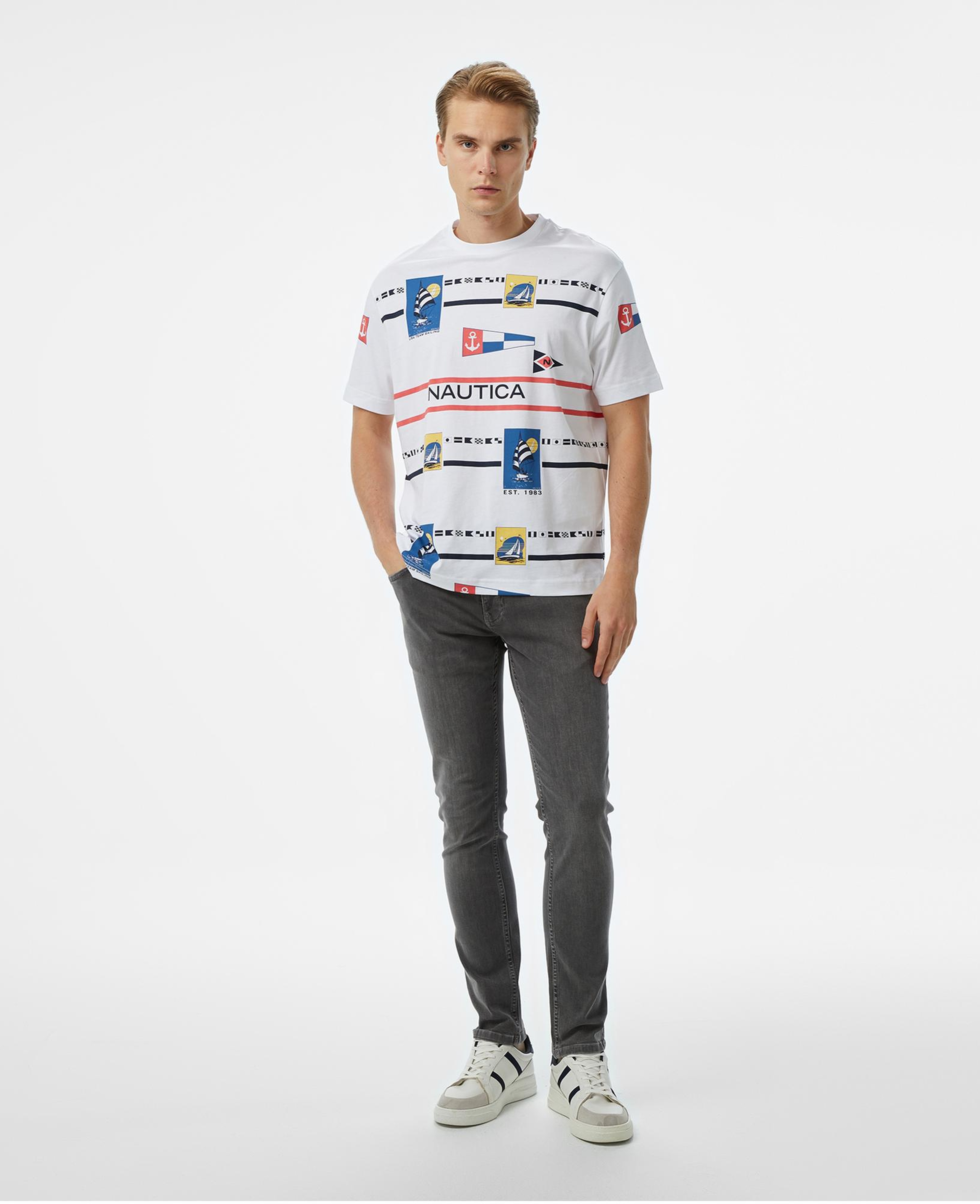 Nautica Erkek Beyaz Oversize Fit T-Shirt