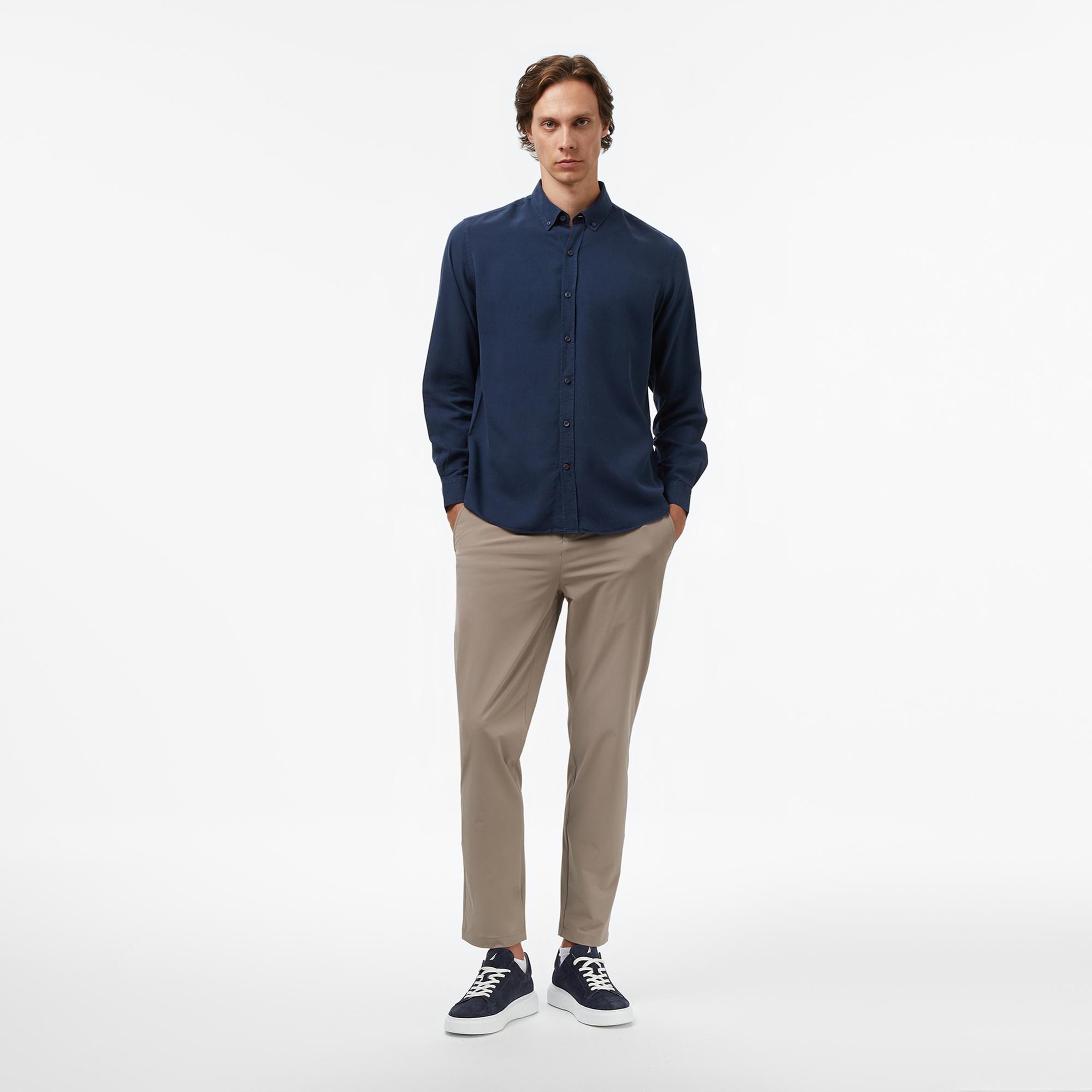 Nautica Erkek Lacivert Classic Fit Gömlek